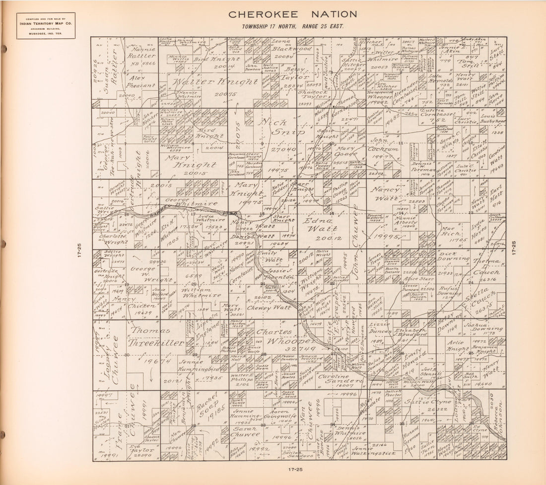 Township 17 North, Range 25 East from Cherokee Nation 1909 by Relic Map Company