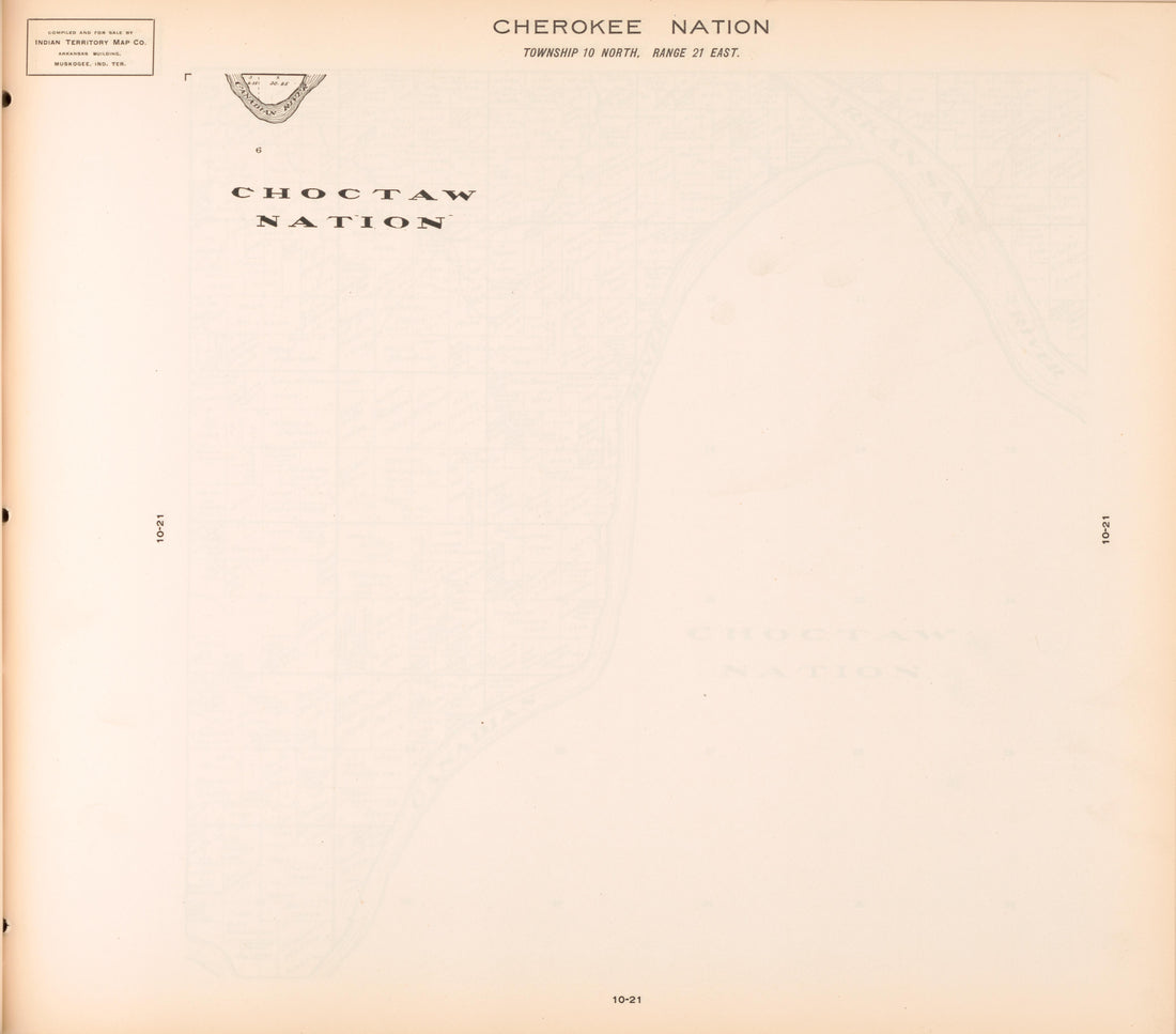 Township 10 North, Range 21 East from Cherokee Nation 1909 by Relic Map Company