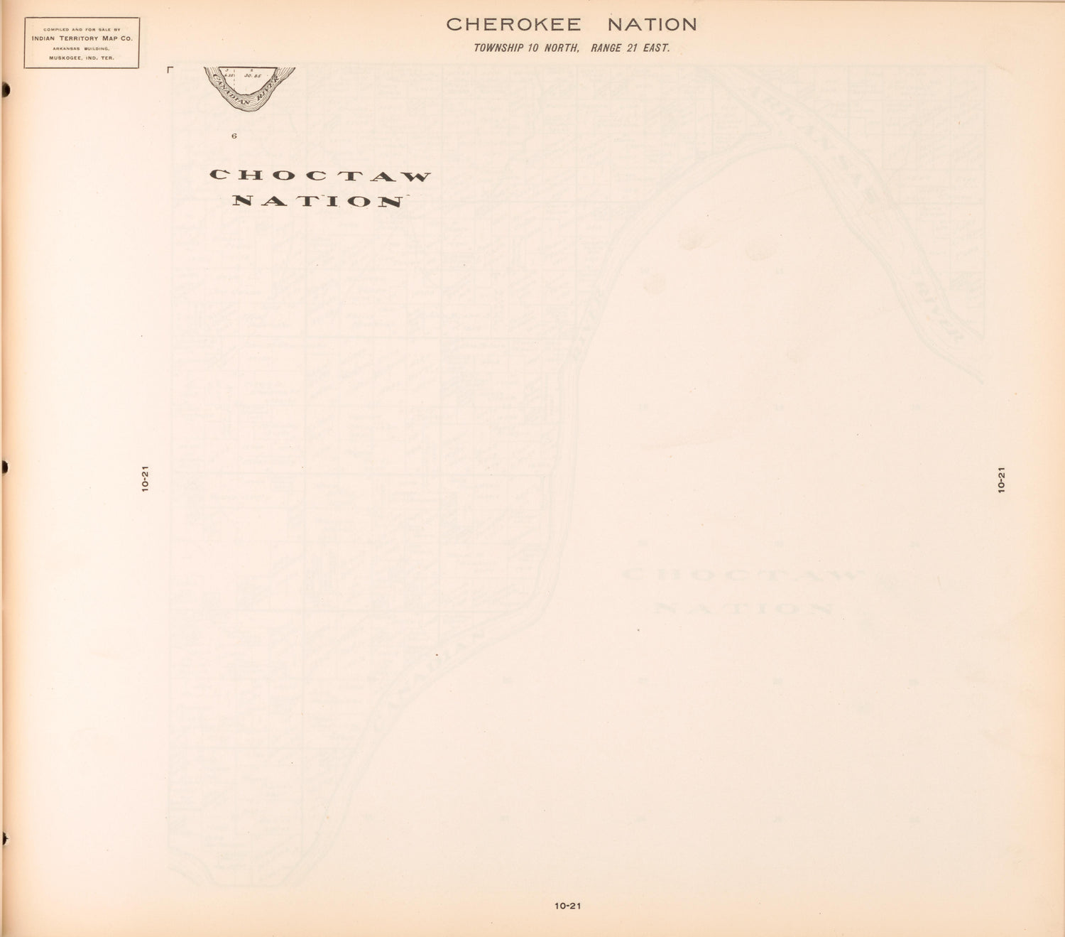 Township 10 North, Range 21 East from Cherokee Nation 1909 by Relic Map Company