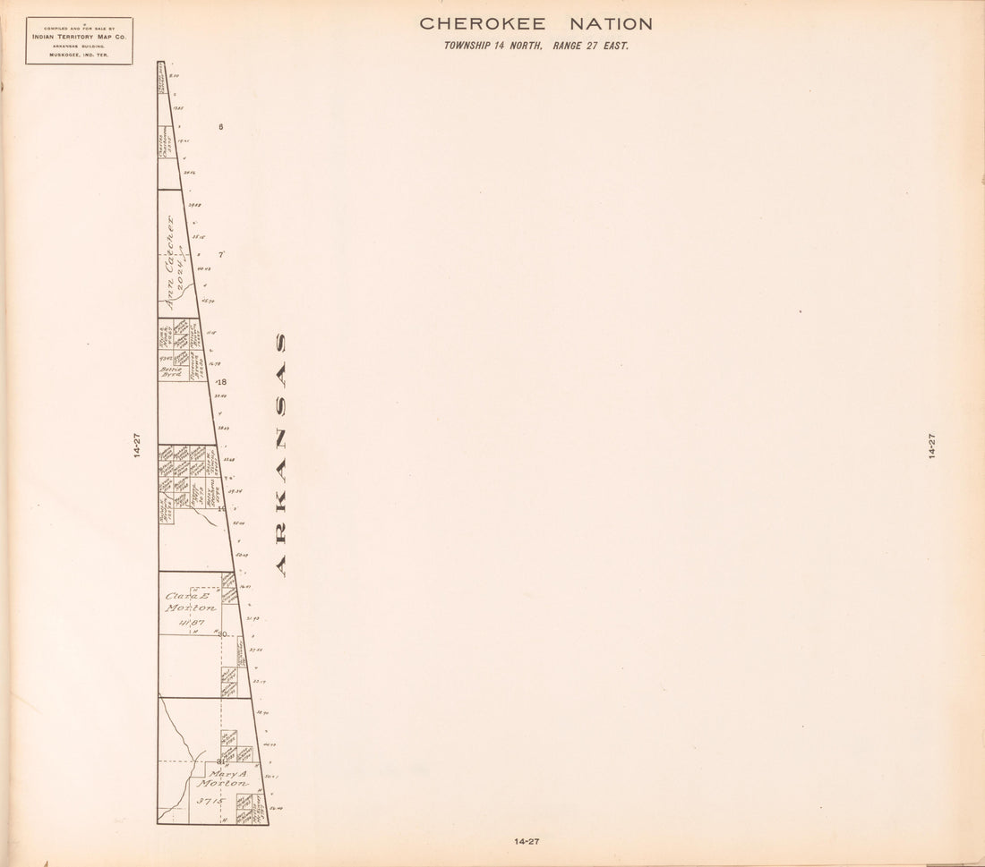 Township 14 North, Range 27 East from Cherokee Nation 1909 by Relic Map Company