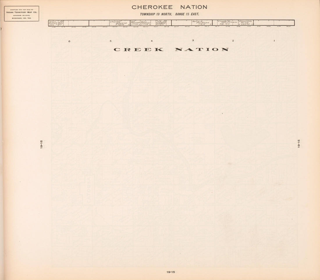 Township 19 North, Range 15 East from Cherokee Nation 1909 by Relic Map Company