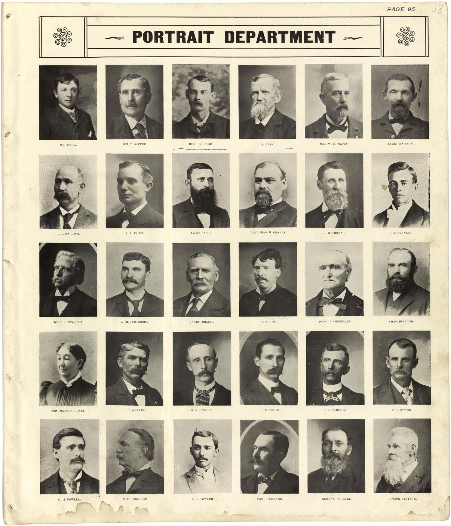 Portrait Department Continued from Standard Atlas of Lyon County, Kansas : Including a Plat Book of the Villages, Cities and Townships of the County, Map of the State, United States and World : Patrons Directory, Reference … 1901 by Relic Map Company