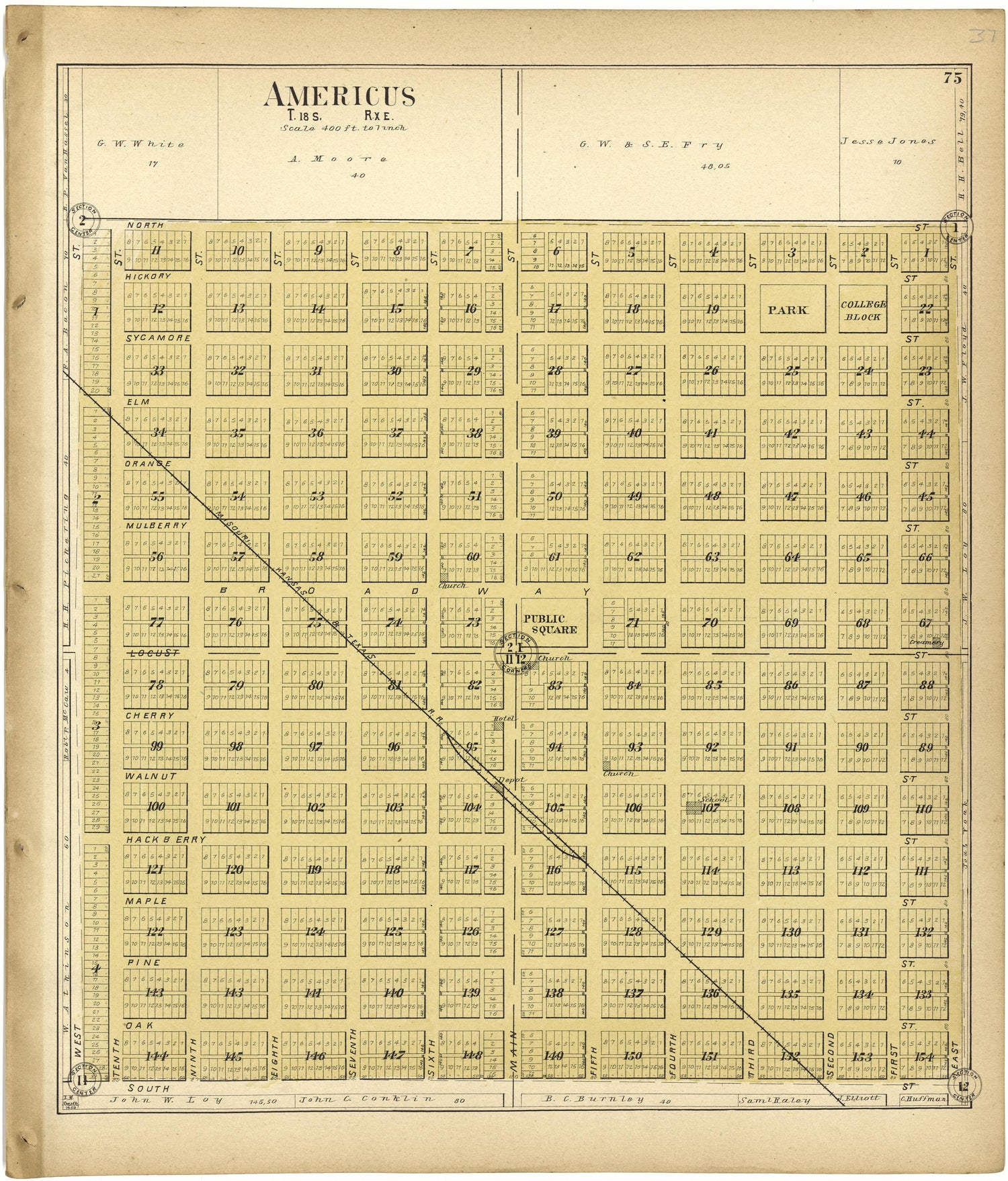 Americus from Standard Atlas of Lyon County, Kansas : Including a Plat Book of the Villages, Cities and Townships of the County, Map of the State, United States and World : Patrons Directory, Reference … 1901 by Relic Map Company