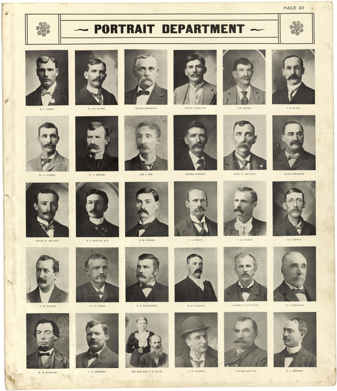 Portrait Department from Standard Atlas of Lyon County, Kansas : Including a Plat Book of the Villages, Cities and Townships of the County, Map of the State, United States and World : Patrons Directory, Reference … 1901 by Relic Map Company