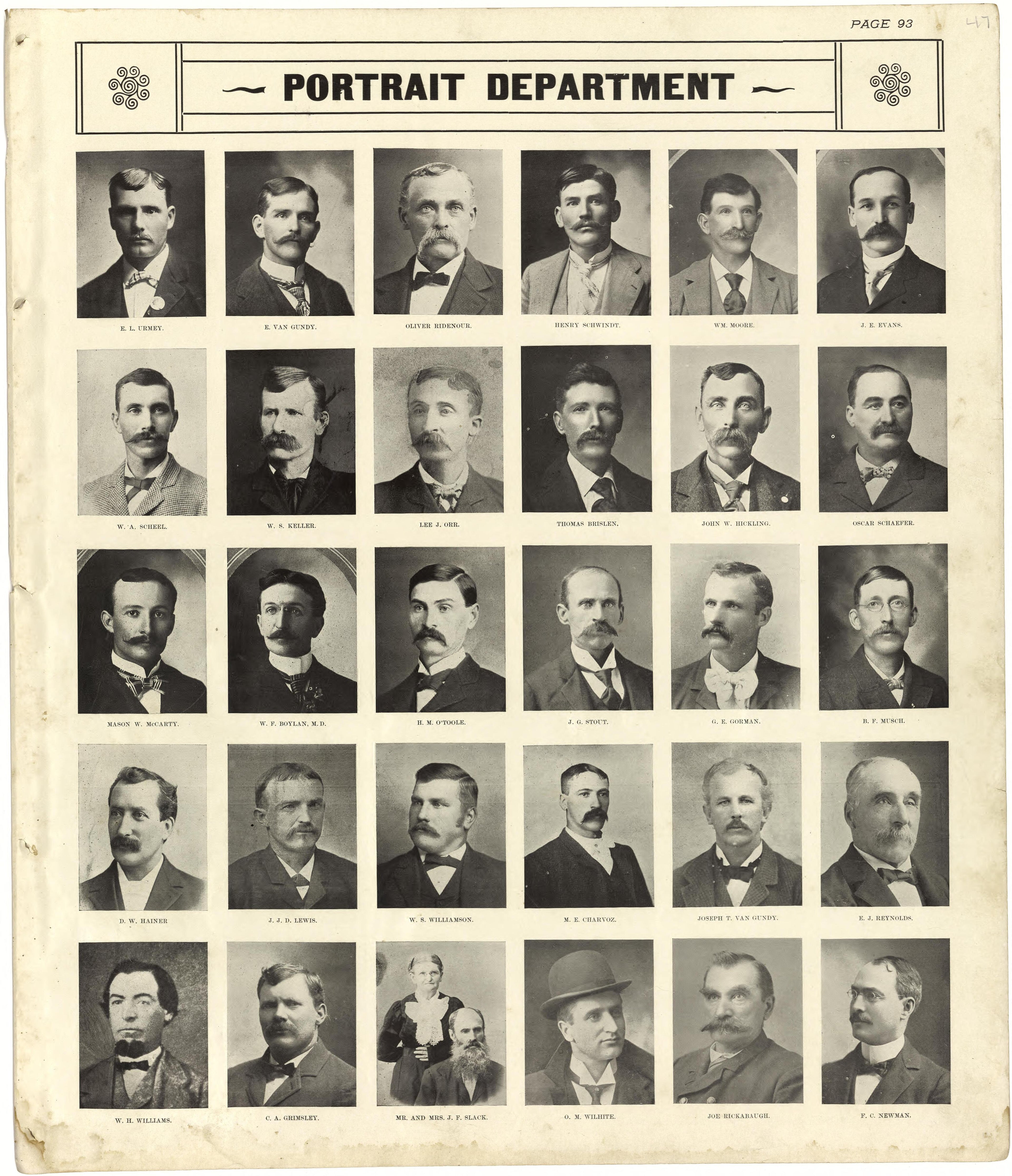 Portrait Department from Standard Atlas of Lyon County, Kansas : Including a Plat Book of the Villages, Cities and Townships of the County, Map of the State, United States and World : Patrons Directory, Reference … 1901 by Relic Map Company