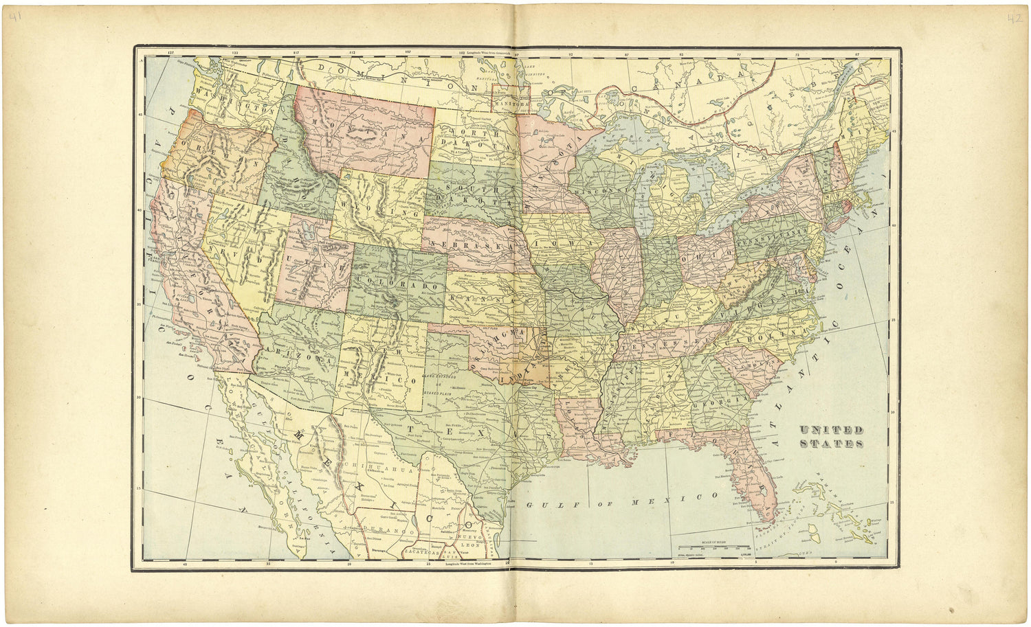 United States from Standard Atlas of Lyon County, Kansas : Including a Plat Book of the Villages, Cities and Townships of the County, Map of the State, United States and World : Patrons Directory, Reference … 1901 by Relic Map Company