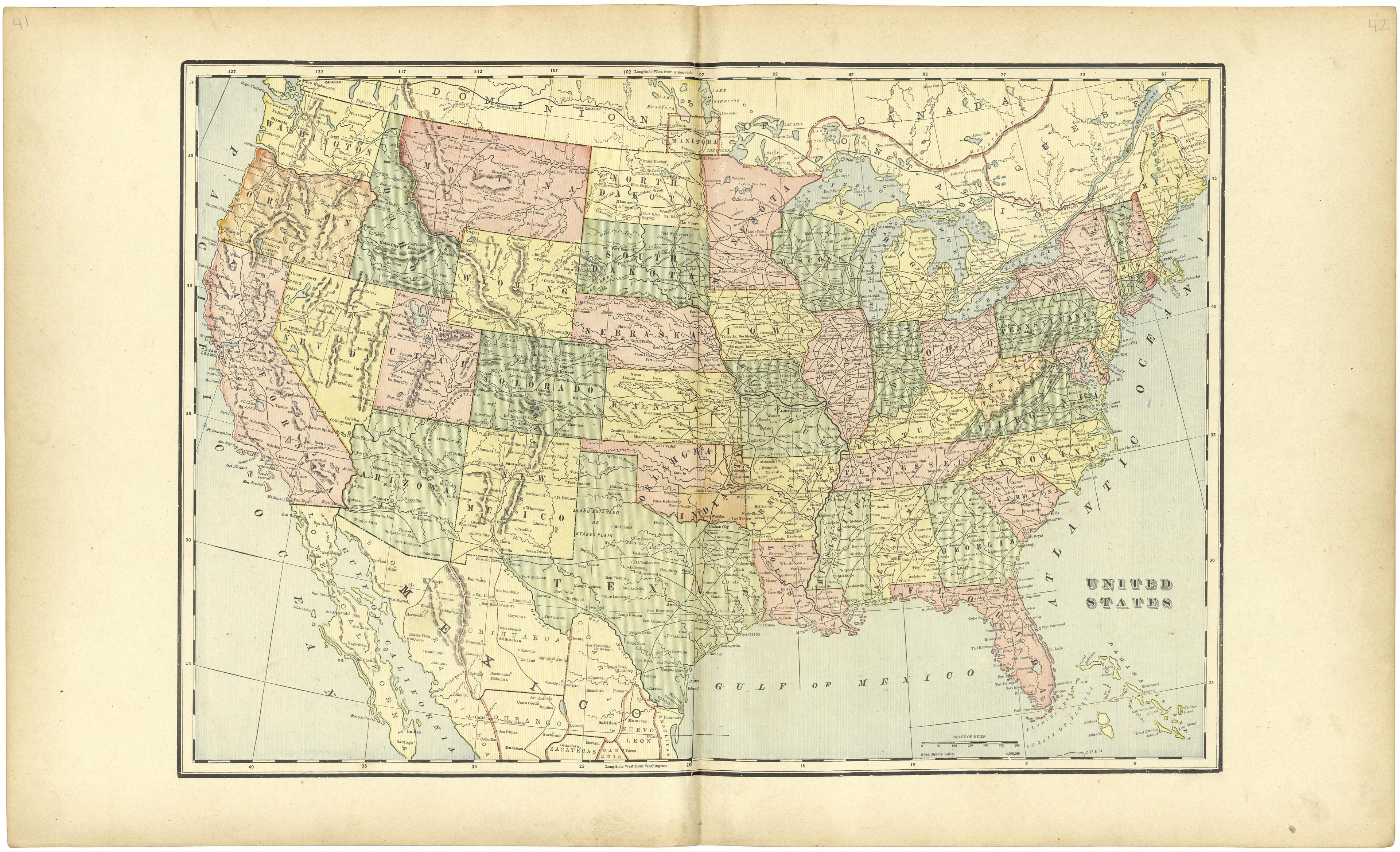 United States from Standard Atlas of Lyon County, Kansas : Including a Plat Book of the Villages, Cities and Townships of the County, Map of the State, United States and World : Patrons Directory, Reference … 1901 by Relic Map Company