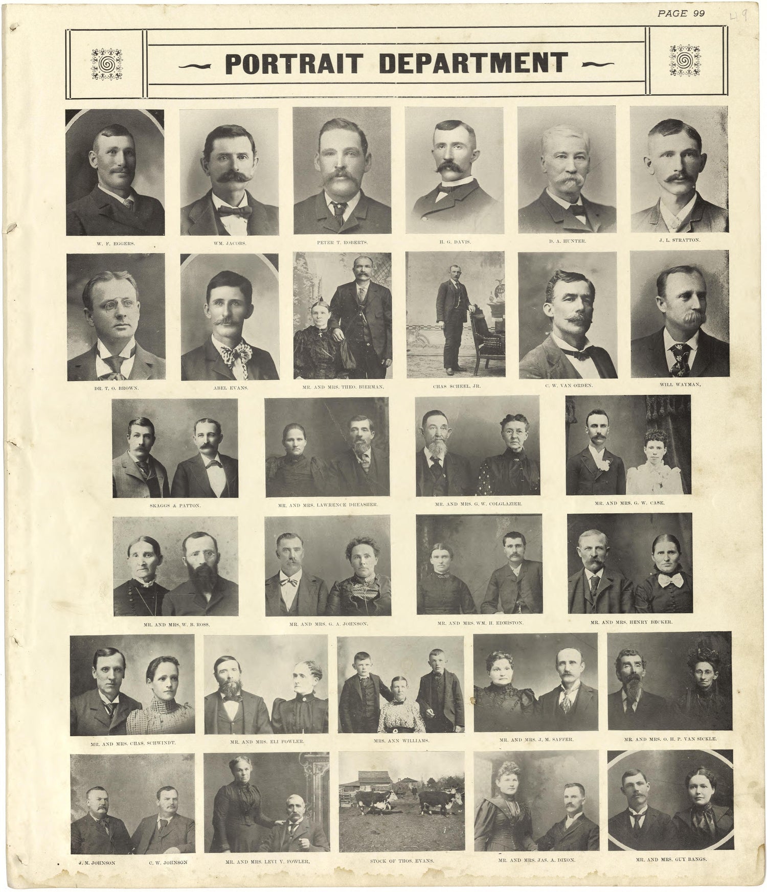 Portrait Department Continued from Standard Atlas of Lyon County, Kansas : Including a Plat Book of the Villages, Cities and Townships of the County, Map of the State, United States and World : Patrons Directory, Reference … 1901 by Relic Map Company