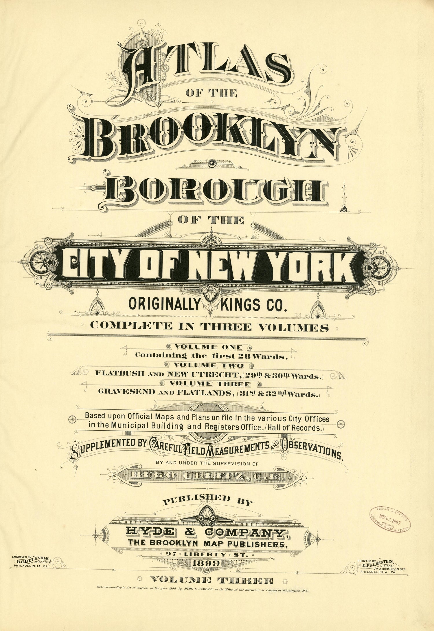 Image 2 of Atlas of the Brooklyn Borough of the City of New York : Originally Kings County, Complete In Three Volumes : Based Upon Official Maps and Plans On File In the Various City Offices In the Municipal Building and Registers Office (Hall of Reco... by Relic Map Company