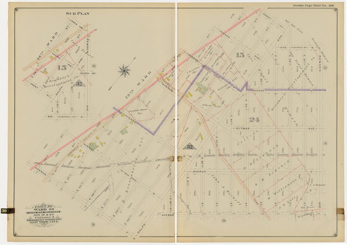 Image 64 of Atlas of the Brooklyn Borough of the City of New York : Originally Kings County, Complete In Three Volumes : Based Upon Official Maps and Plans On File In the Various City Offices In the Municipal Building and Registers Office (Hall of Rec... by Relic Map Company