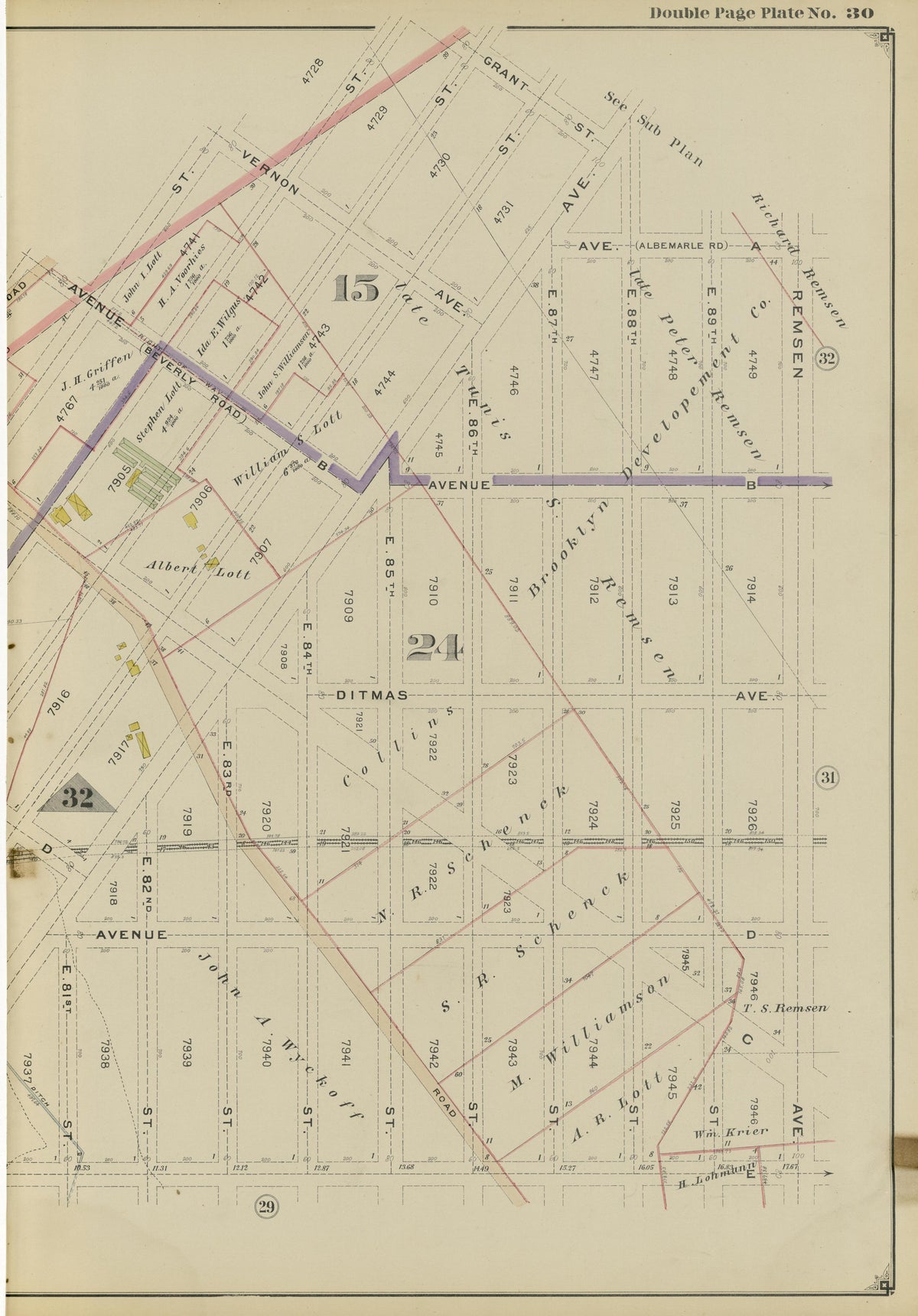 Image 65 of Atlas of the Brooklyn Borough of the City of New York : Originally Kings County, Complete In Three Volumes : Based Upon Official Maps and Plans On File In the Various City Offices In the Municipal Building and Registers Office (Hall of Rec... by Relic Map Company