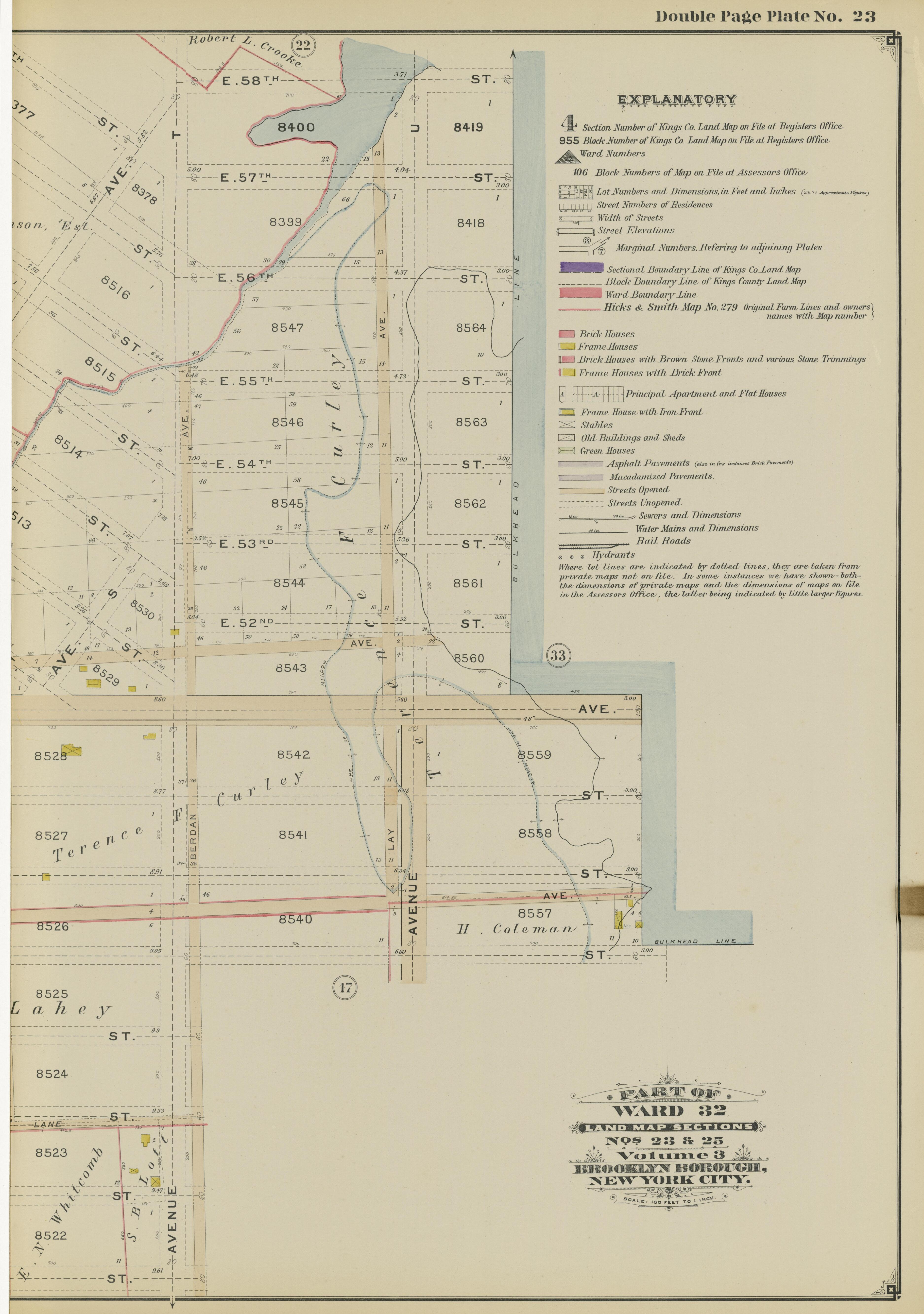 Image 51 of Atlas of the Brooklyn Borough of the City of New York : Originally Kings County, Complete In Three Volumes : Based Upon Official Maps and Plans On File In the Various City Offices In the Municipal Building and Registers Office (Hall of Rec... by Relic Map Company