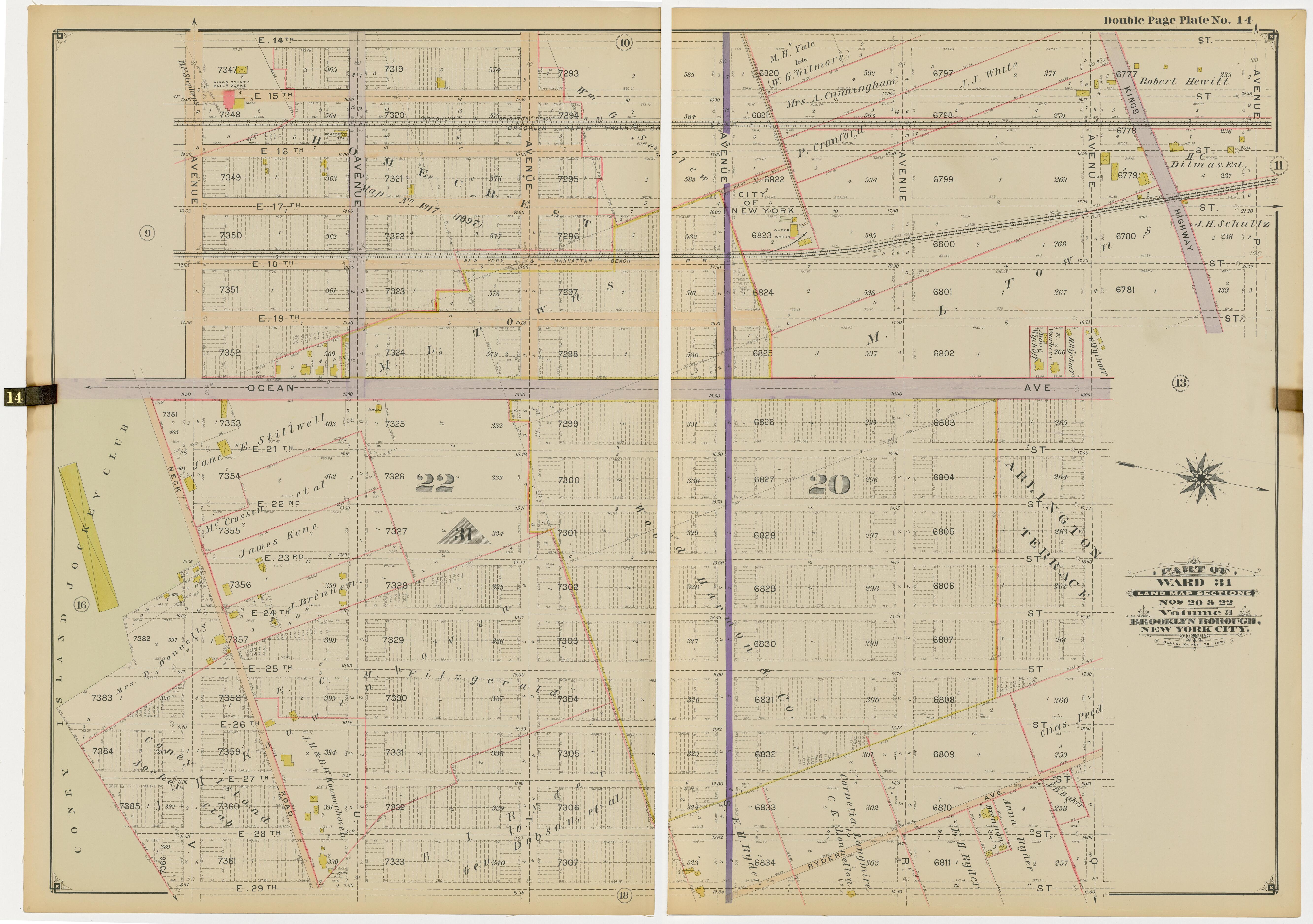 Image 32 of Atlas of the Brooklyn Borough of the City of New York : Originally Kings County, Complete In Three Volumes : Based Upon Official Maps and Plans On File In the Various City Offices In the Municipal Building and Registers Office (Hall of Rec... by Relic Map Company