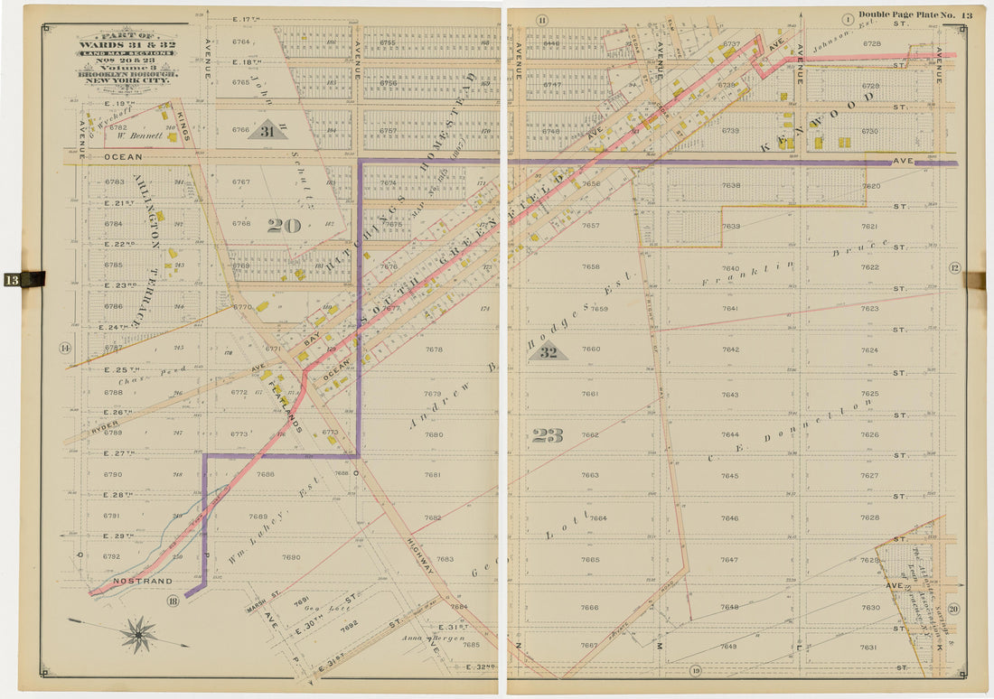 Image 30 of Atlas of the Brooklyn Borough of the City of New York : Originally Kings County, Complete In Three Volumes : Based Upon Official Maps and Plans On File In the Various City Offices In the Municipal Building and Registers Office (Hall of Rec... by Relic Map Company
