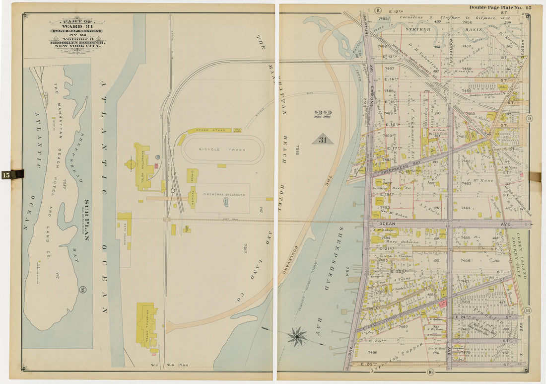 Image 34 of Atlas of the Brooklyn Borough of the City of New York : Originally Kings County, Complete In Three Volumes : Based Upon Official Maps and Plans On File In the Various City Offices In the Municipal Building and Registers Office (Hall of Rec... by Relic Map Company