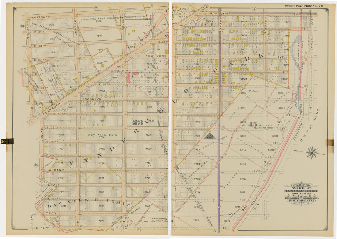 Image 44 of Atlas of the Brooklyn Borough of the City of New York : Originally Kings County, Complete In Three Volumes : Based Upon Official Maps and Plans On File In the Various City Offices In the Municipal Building and Registers Office (Hall of Rec... by Relic Map Company