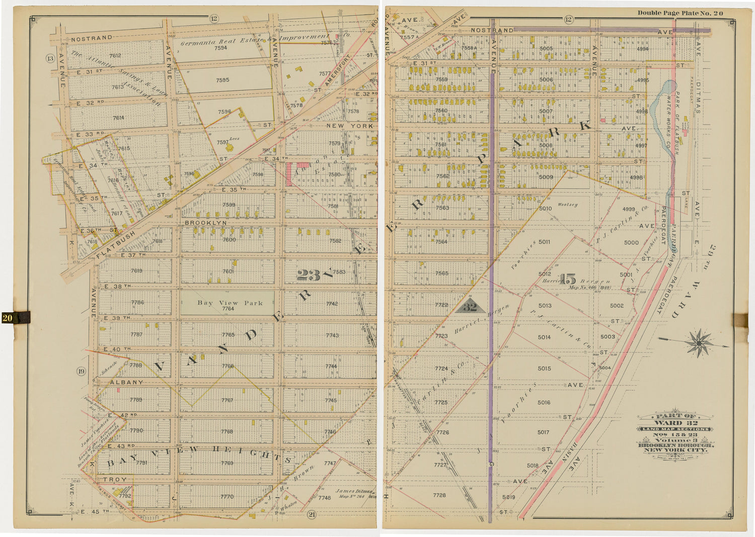 Image 44 of Atlas of the Brooklyn Borough of the City of New York : Originally Kings County, Complete In Three Volumes : Based Upon Official Maps and Plans On File In the Various City Offices In the Municipal Building and Registers Office (Hall of Rec... by Relic Map Company
