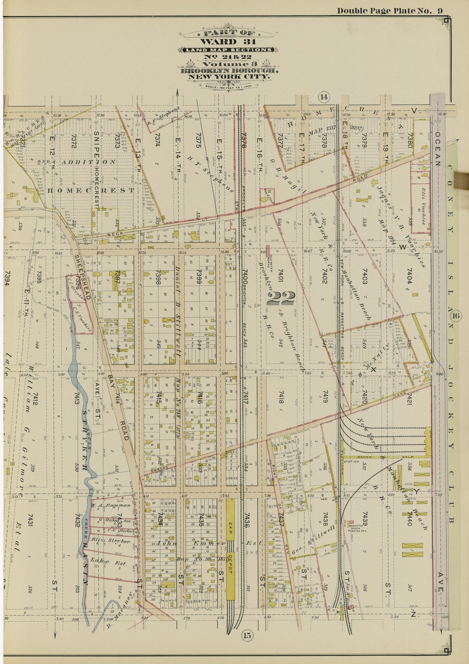 Image 23 of Atlas of the Brooklyn Borough of the City of New York : Originally Kings County, Complete In Three Volumes : Based Upon Official Maps and Plans On File In the Various City Offices In the Municipal Building and Registers Office (Hall of Rec... by Relic Map Company