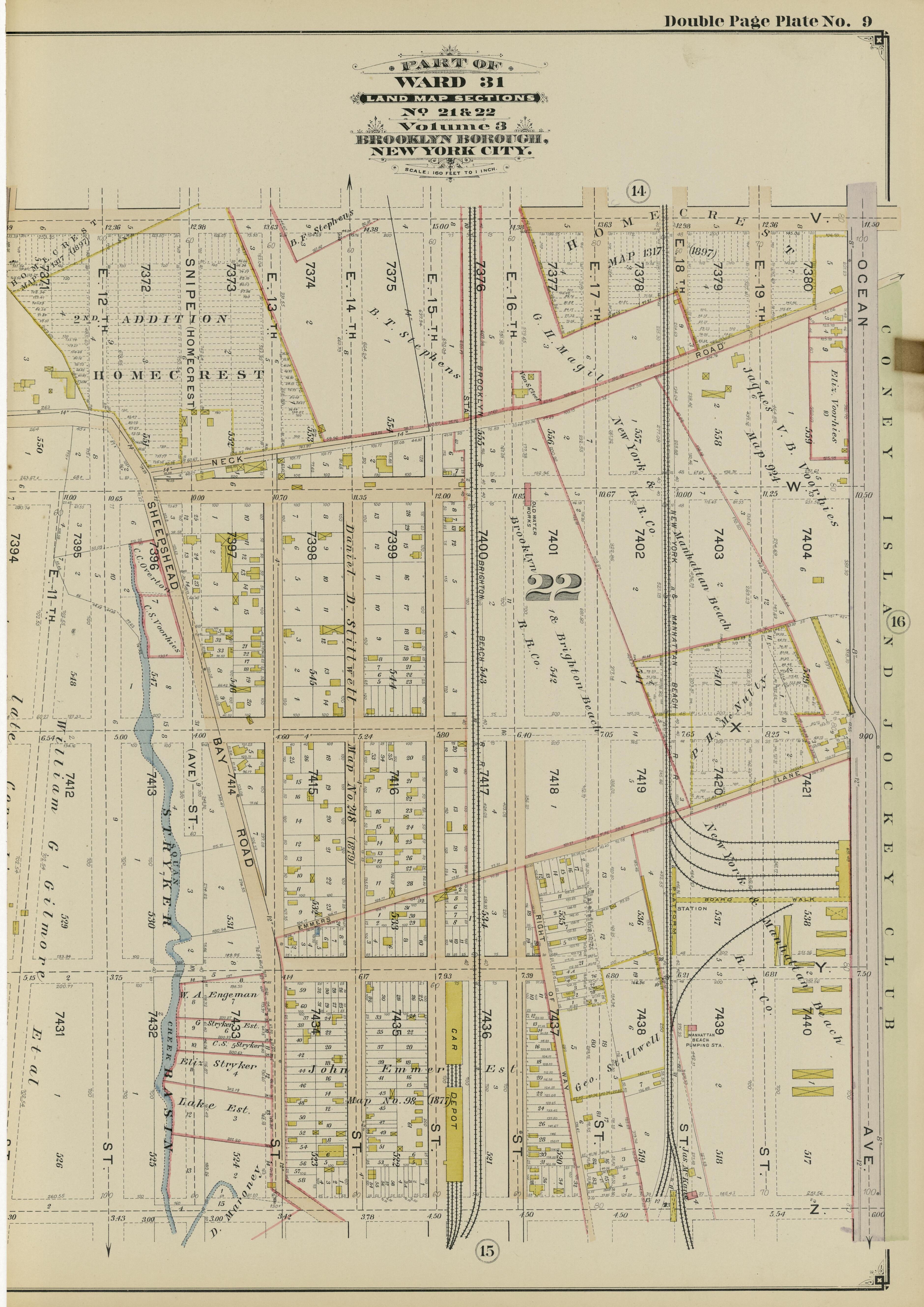 Image 23 of Atlas of the Brooklyn Borough of the City of New York : Originally Kings County, Complete In Three Volumes : Based Upon Official Maps and Plans On File In the Various City Offices In the Municipal Building and Registers Office (Hall of Rec... by Relic Map Company