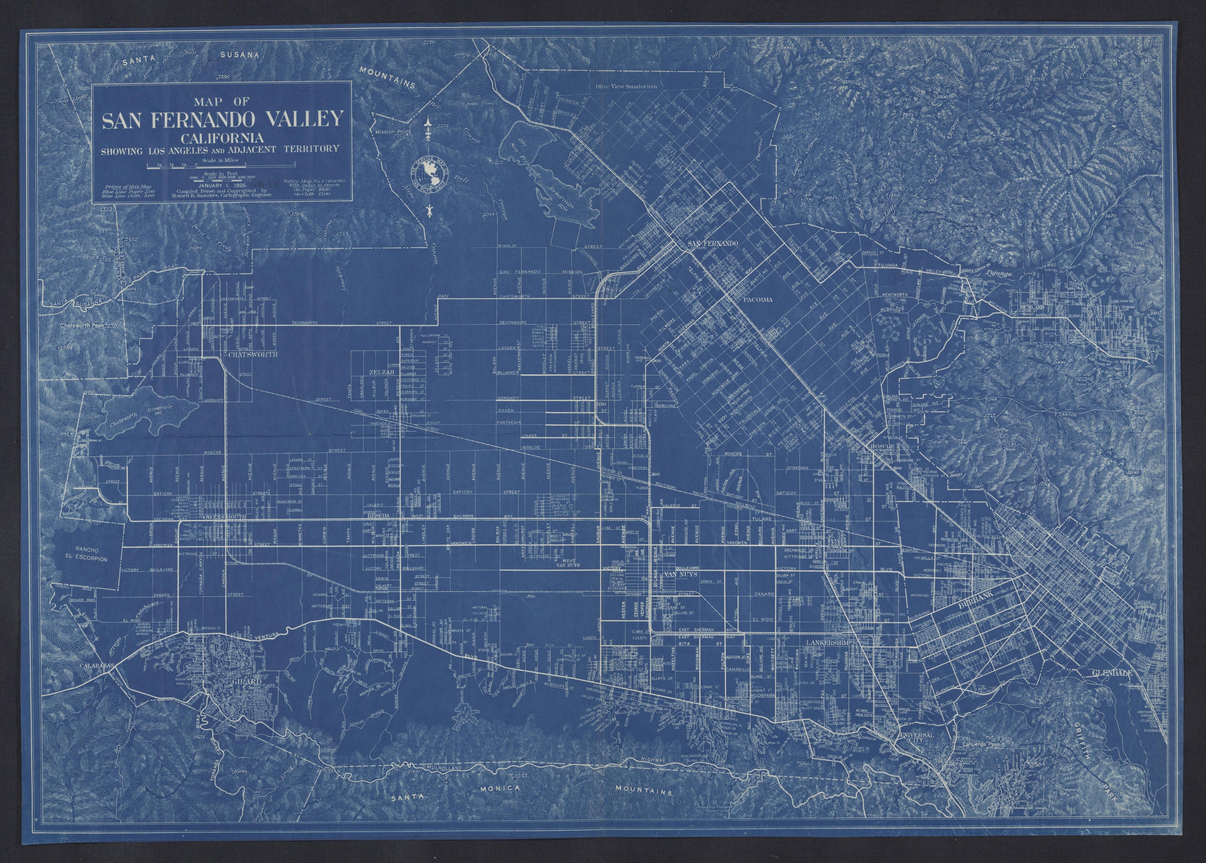 CA Drawer 108, Folder 17, Item 01 from Maps of California--regions Sand-San Fernando Valley 1850-1940 1800 by Relic Map Company