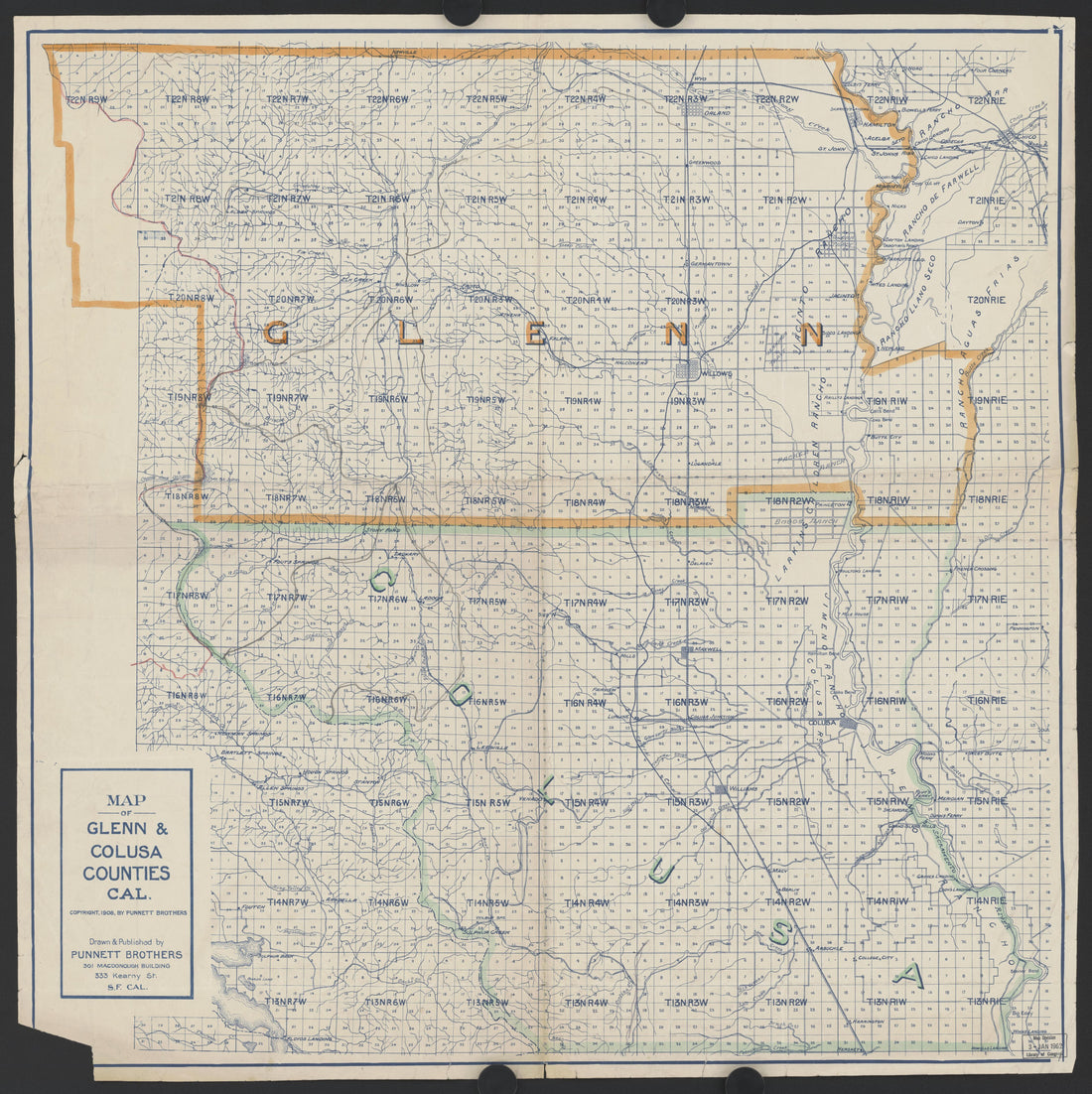 This old map of California, Fresno County, Glenn County,  was created by  in 1891