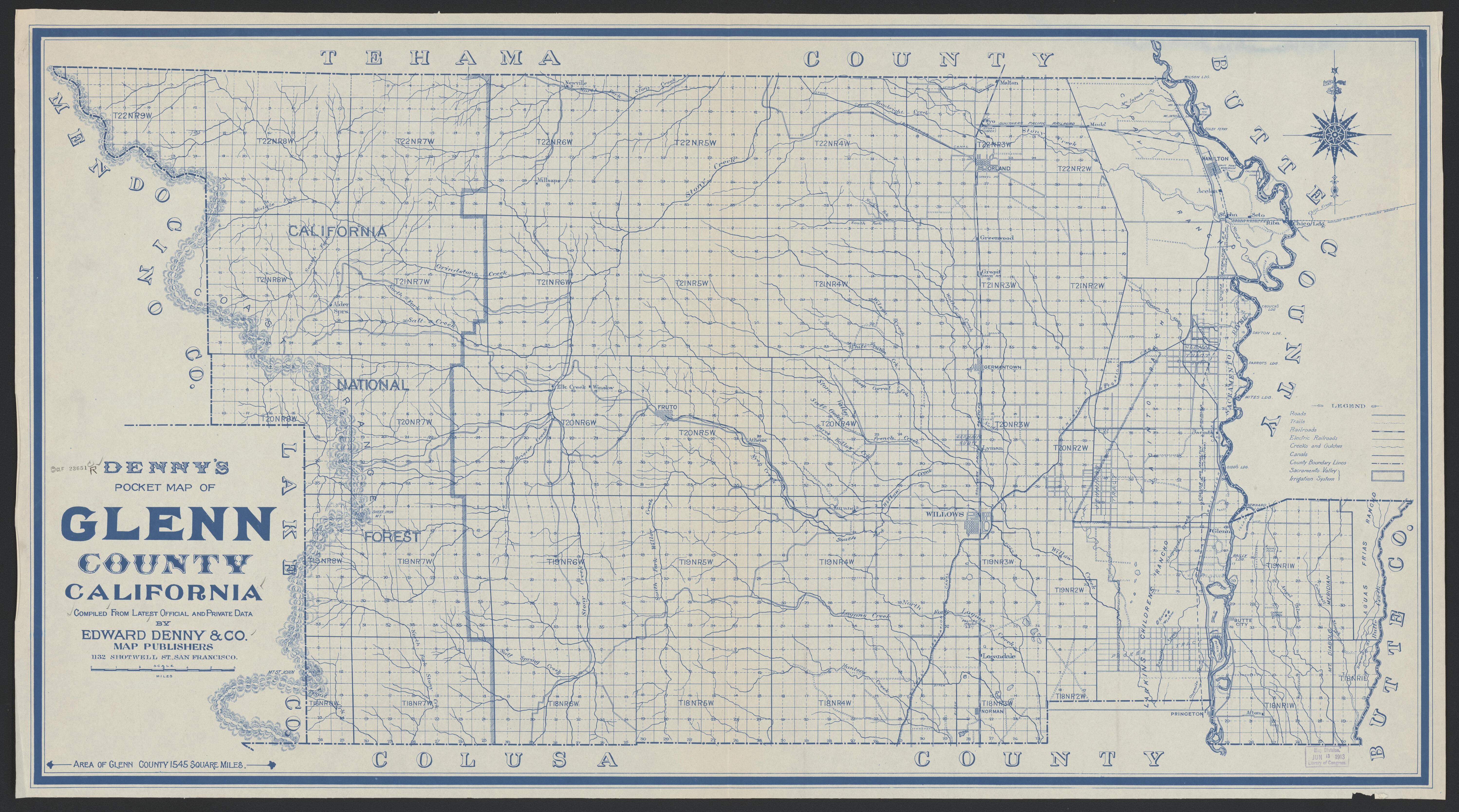 This old map of California, Fresno County, Glenn County,  was created by  in 1891