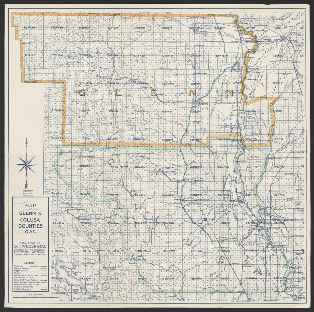 This old map of California, Fresno County, Glenn County,  was created by  in 1891