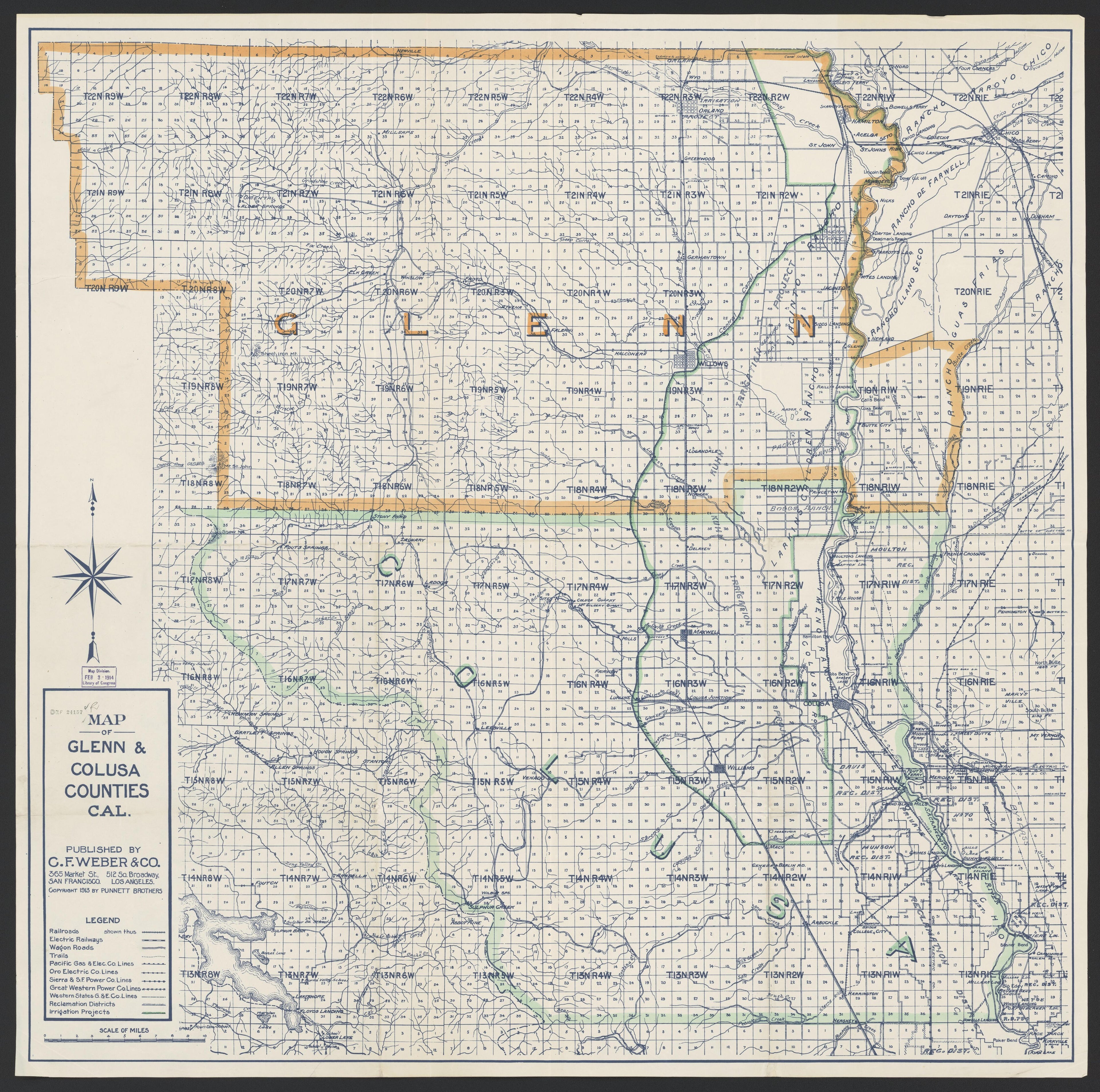 This old map of California, Fresno County, Glenn County,  was created by  in 1891