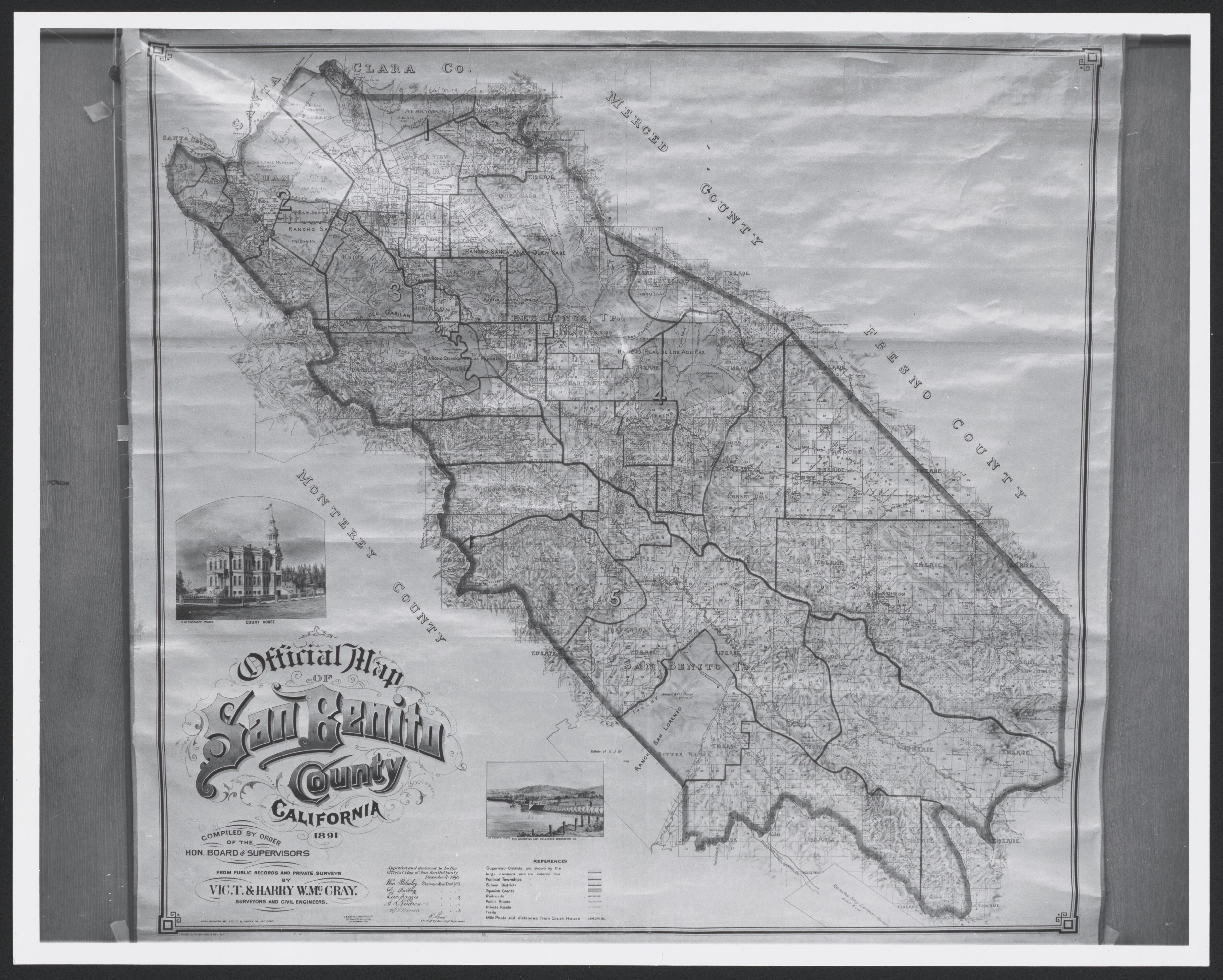 This old map of California, San Benito County, San Diego County,  was created by  in 1850|1874