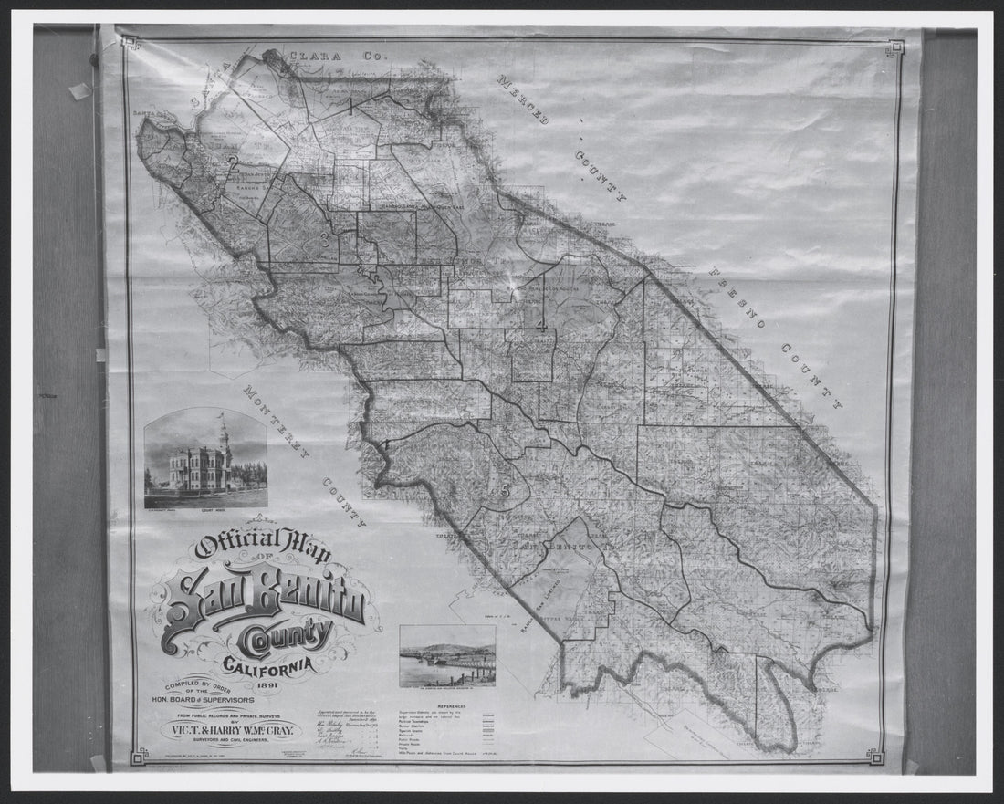 This old map of California, San Benito County, San Diego County,  was created by  in 1850|1874