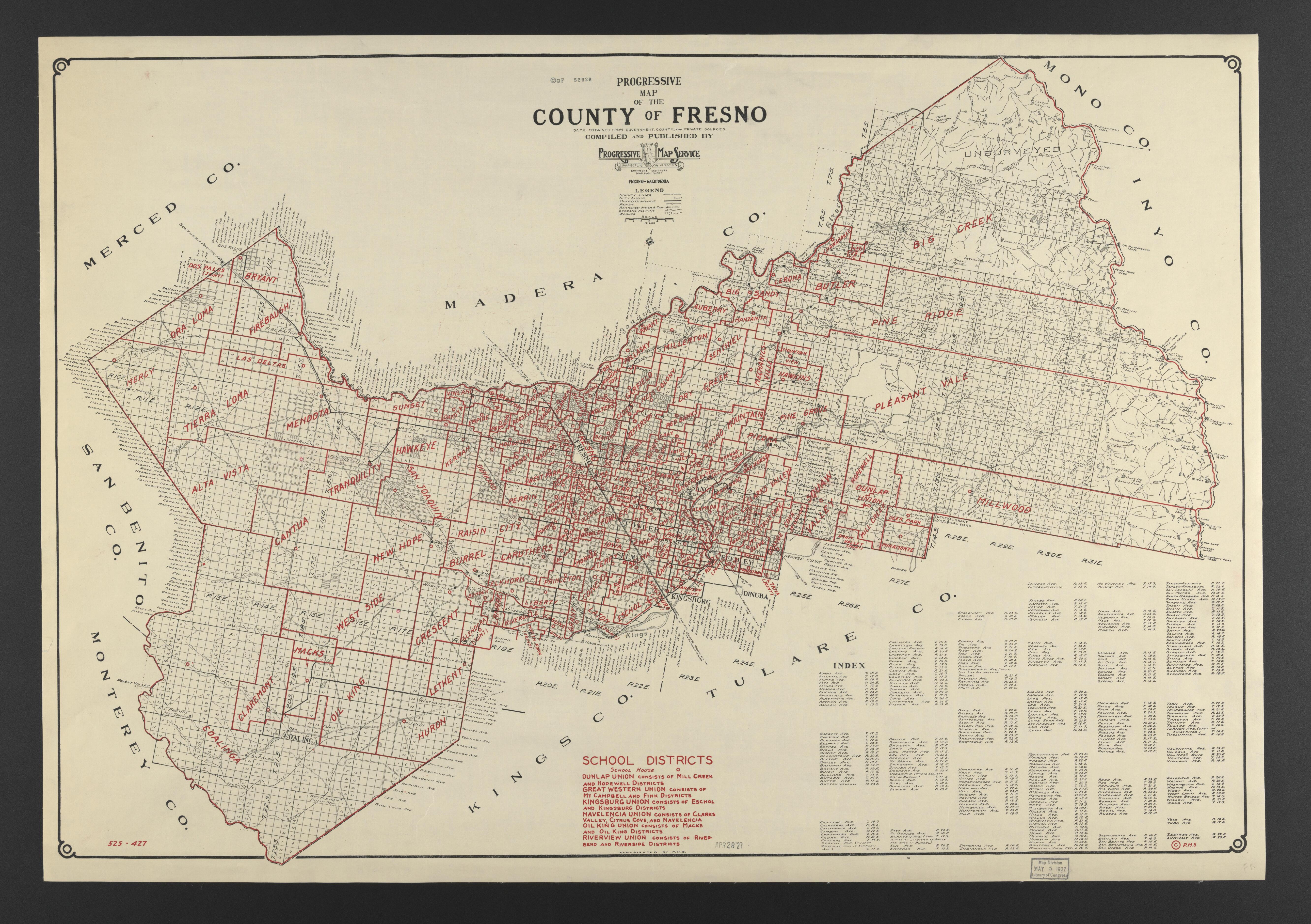 CA Drawer 134, Folder 09, Item 01 from Maps of California--counties Fresno 1914-1937 by Relic Map Company