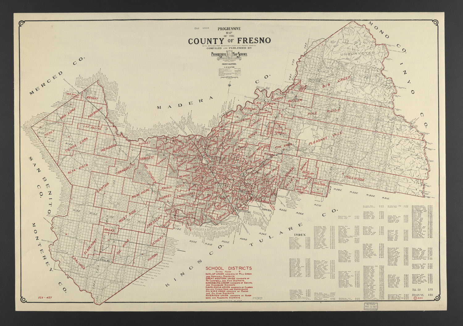 CA Drawer 134, Folder 09, Item 01 from Maps of California--counties Fresno 1914-1937 by Relic Map Company