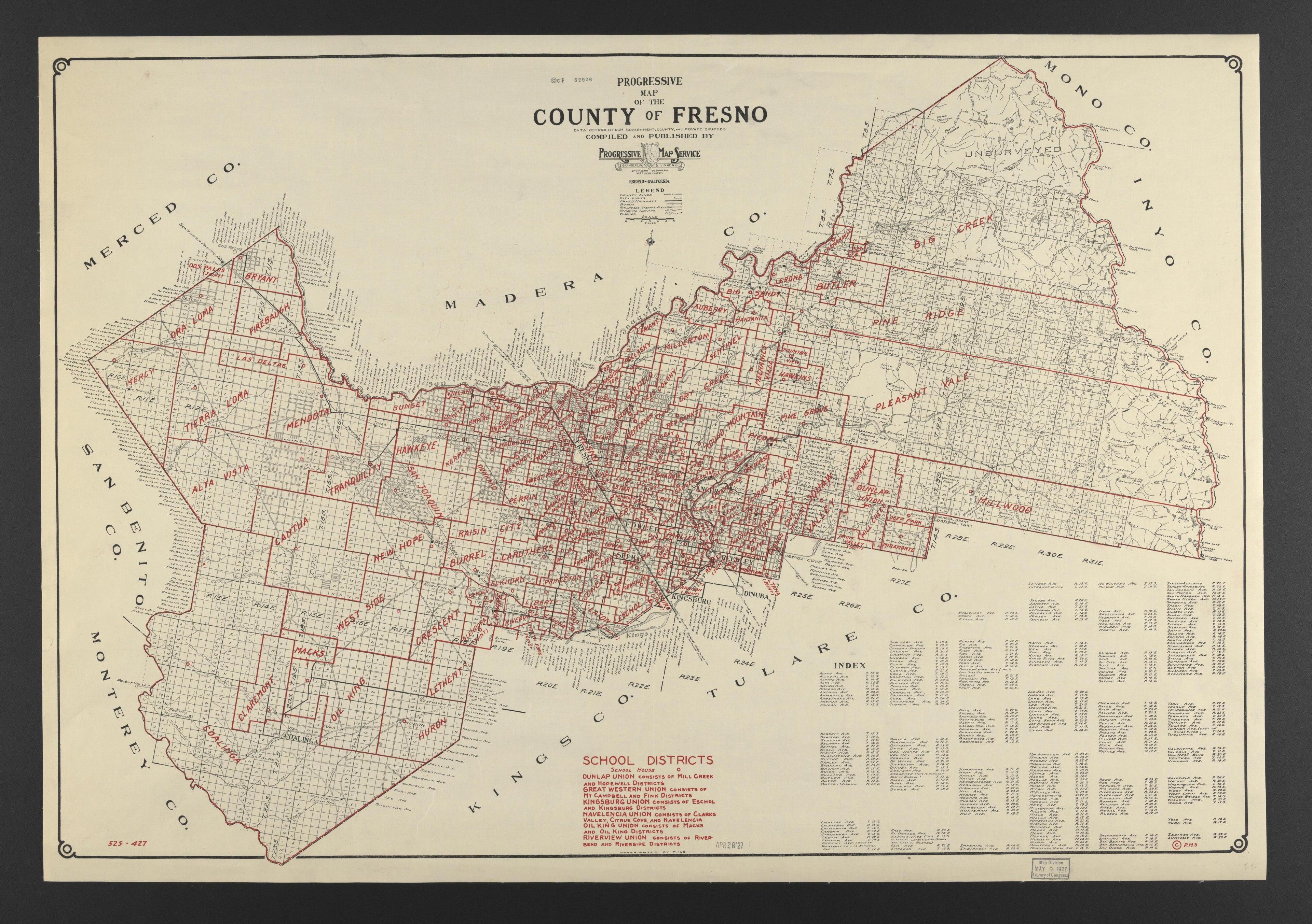 CA Drawer 134, Folder 09, Item 01 from Maps of California--counties Fresno 1914-1937 by Relic Map Company
