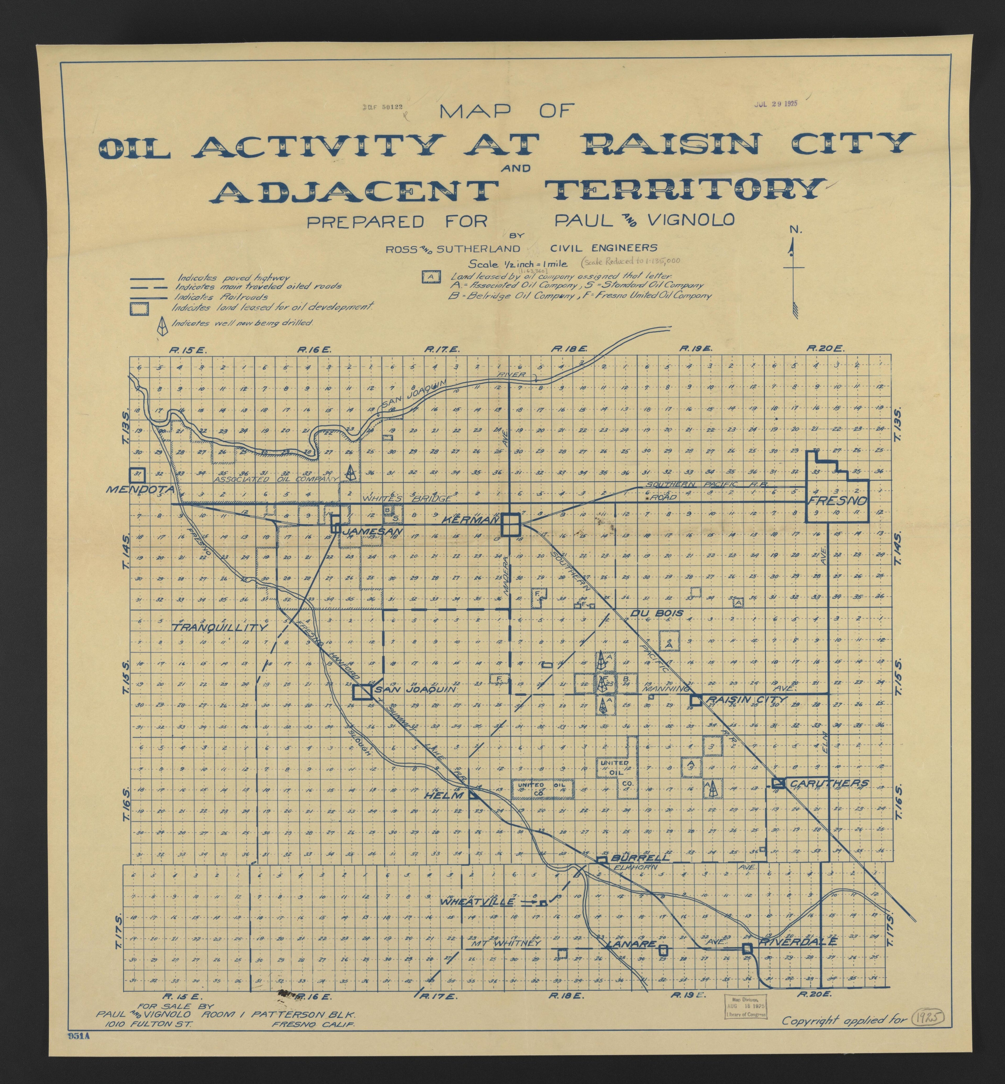 CA Drawer 134, Folder 08, Item 01 from Maps of California--counties Fresno 1914-1937 by Relic Map Company