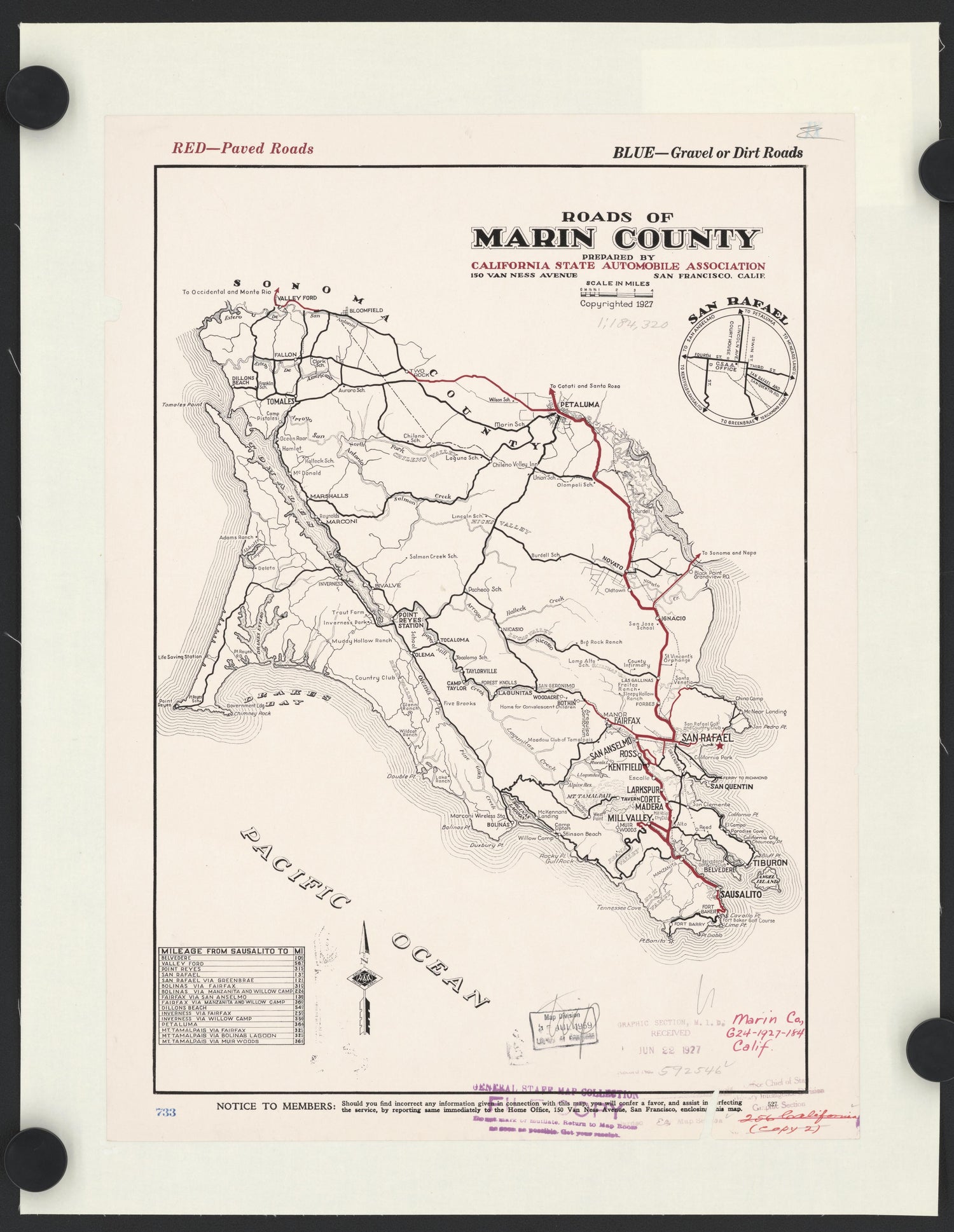 CA Drawer 161, Folder 12, Item 01 from Maps of California--counties Marin 1850-1939 by Relic Map Company