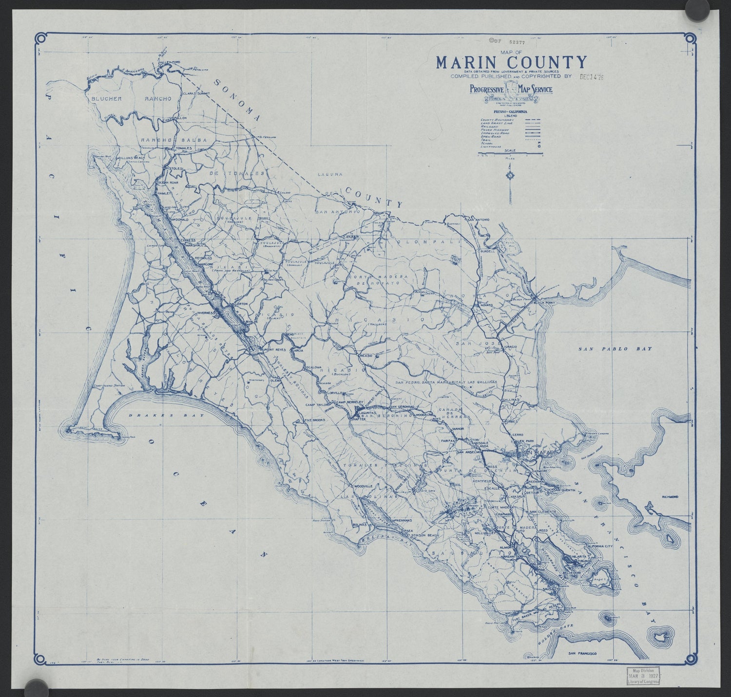 CA Drawer 161, Folder 11, Item 01 from Maps of California--counties Marin 1850-1939 by Relic Map Company