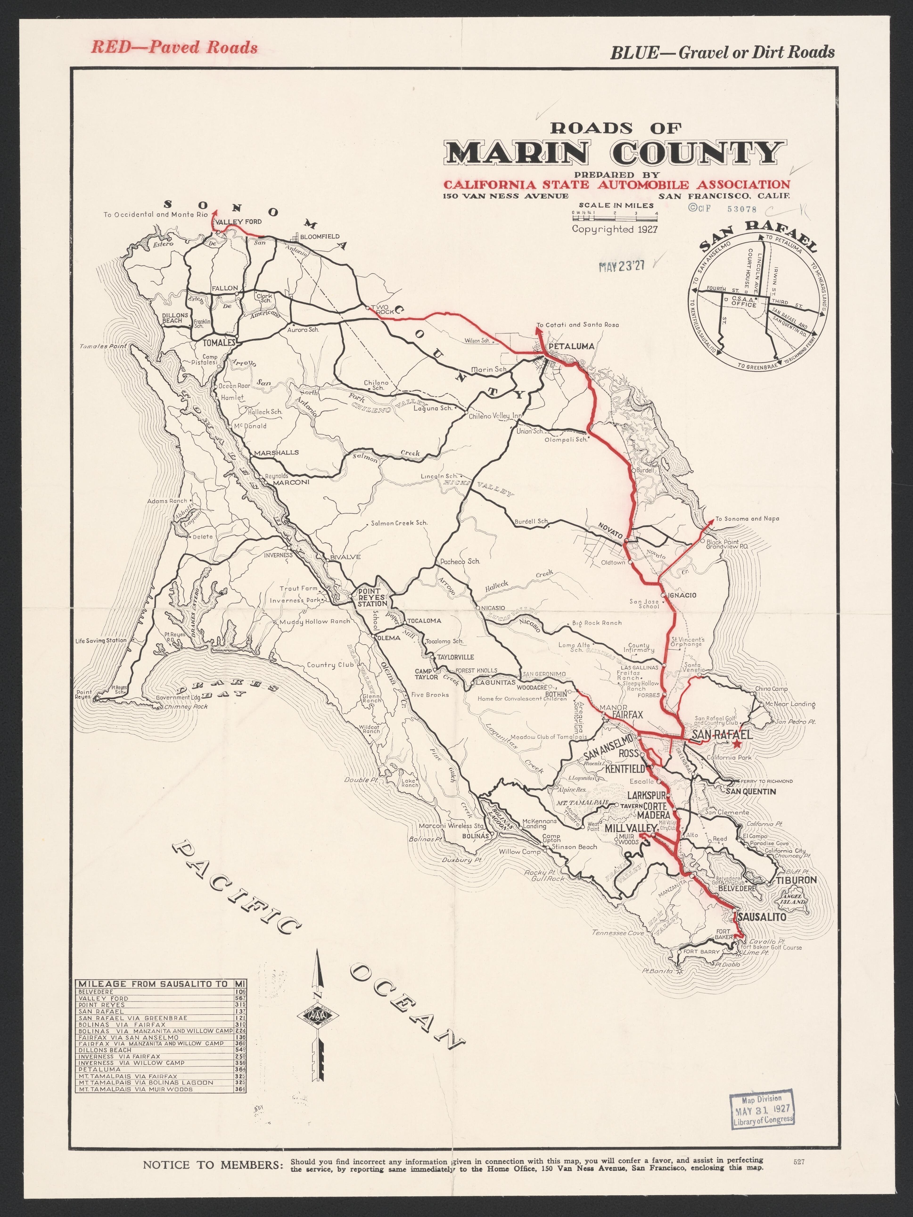 CA Drawer 161, Folder 12, Item 02 from Maps of California--counties Marin 1850-1939 by Relic Map Company