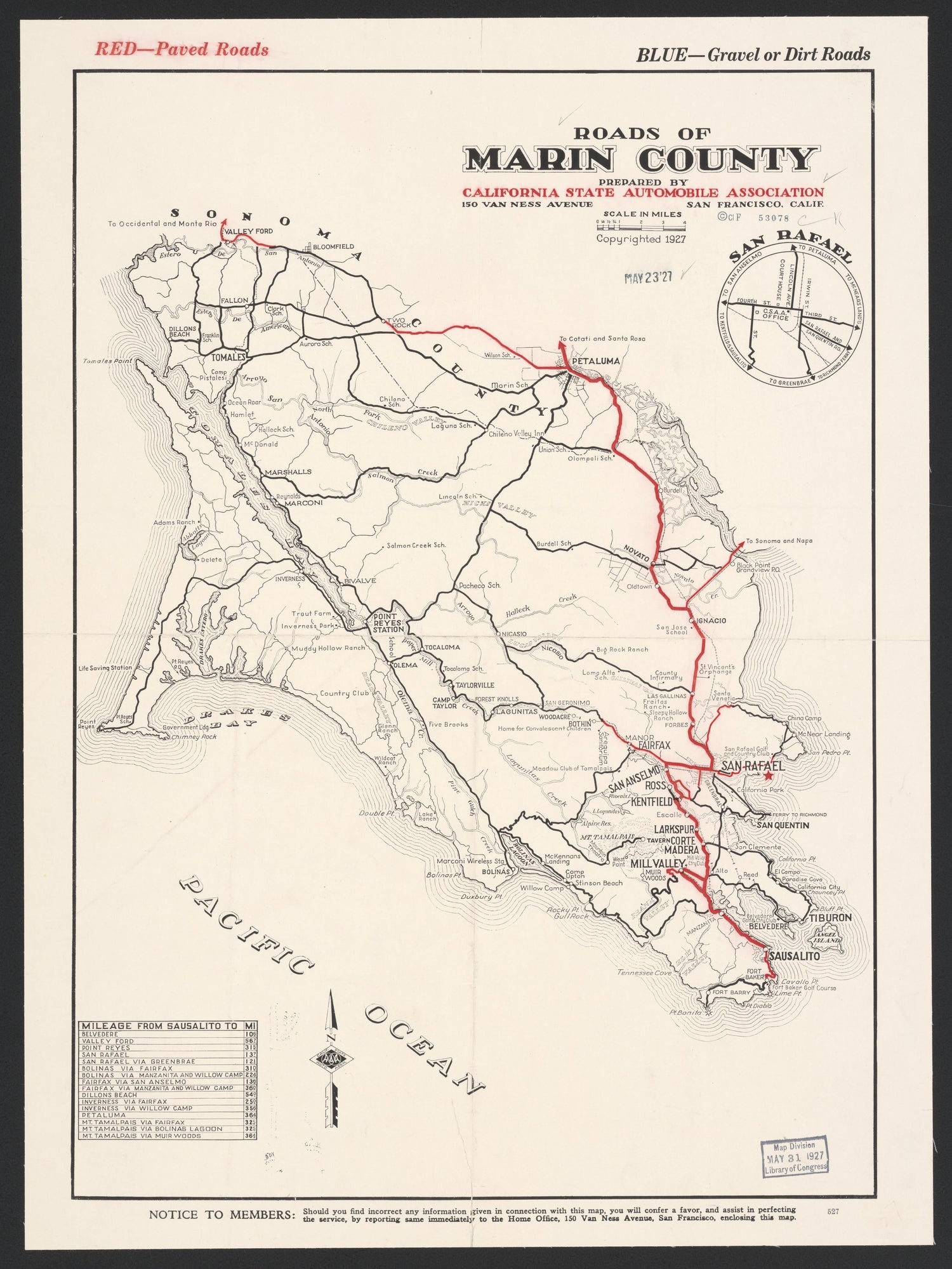 CA Drawer 161, Folder 12, Item 02 from Maps of California--counties Marin 1850-1939 by Relic Map Company