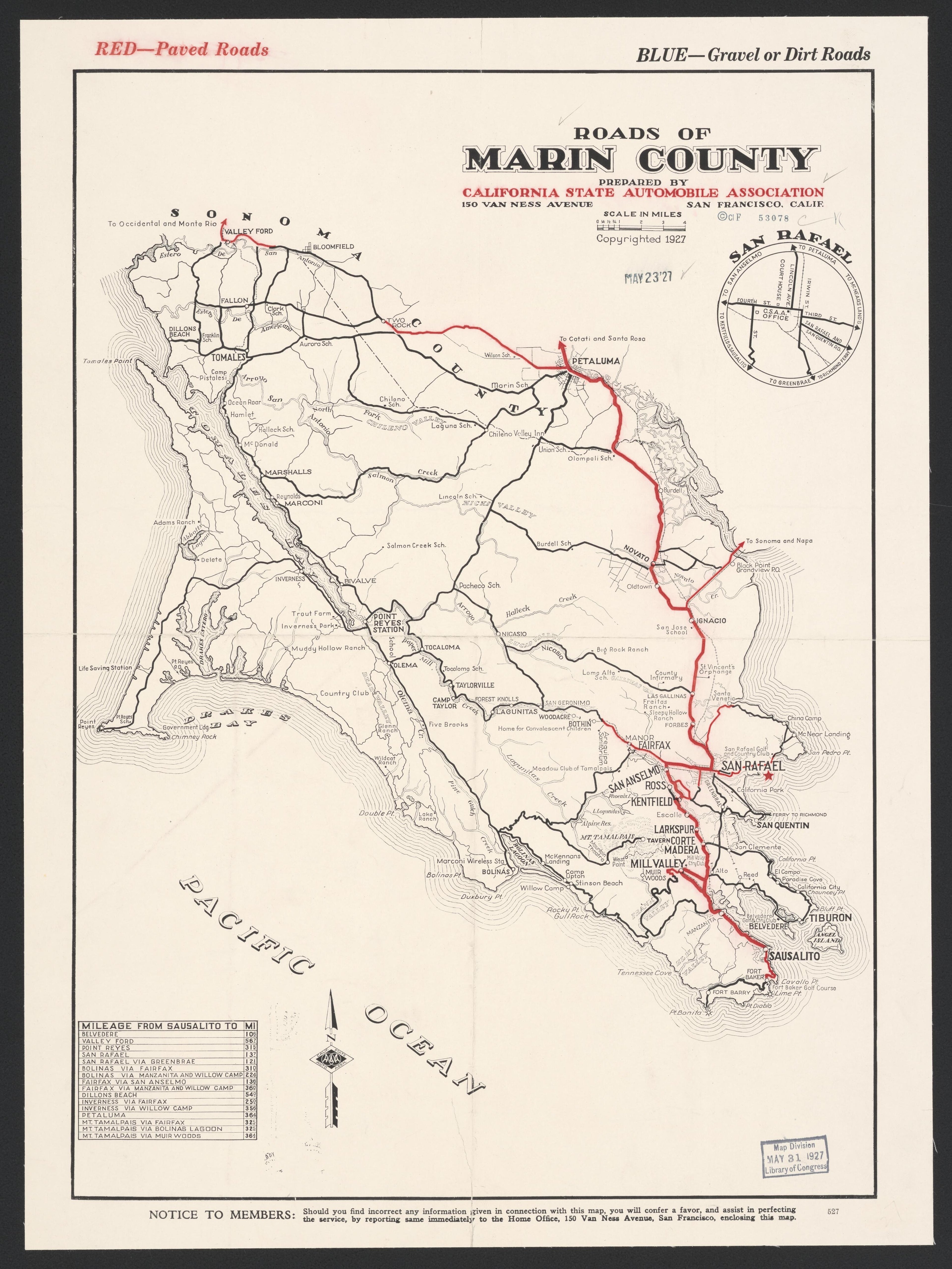 CA Drawer 161, Folder 12, Item 02 from Maps of California--counties Marin 1850-1939 by Relic Map Company