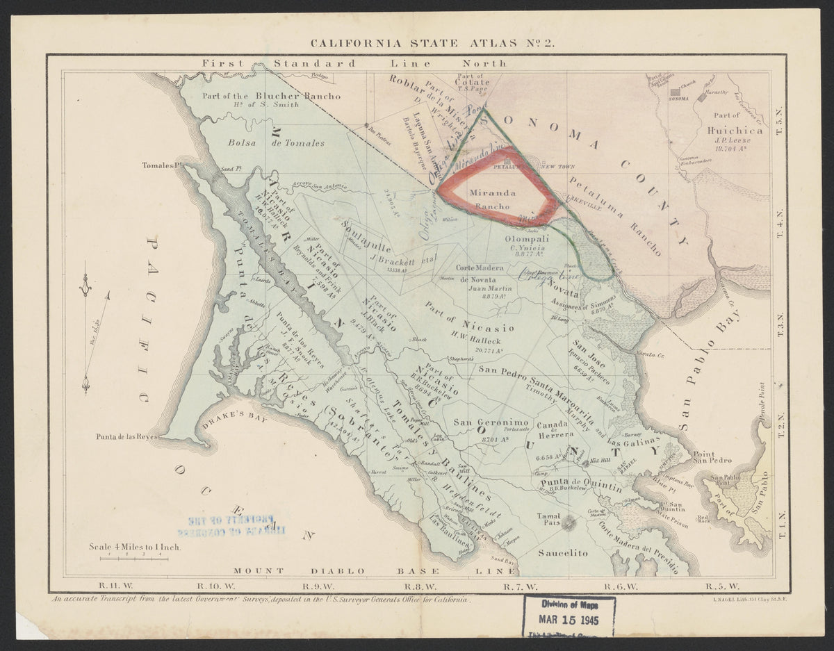 CA Drawer 161, Folder 01, Item 01 (Front) from Maps of California--counties Marin 1850-1939 by Relic Map Company