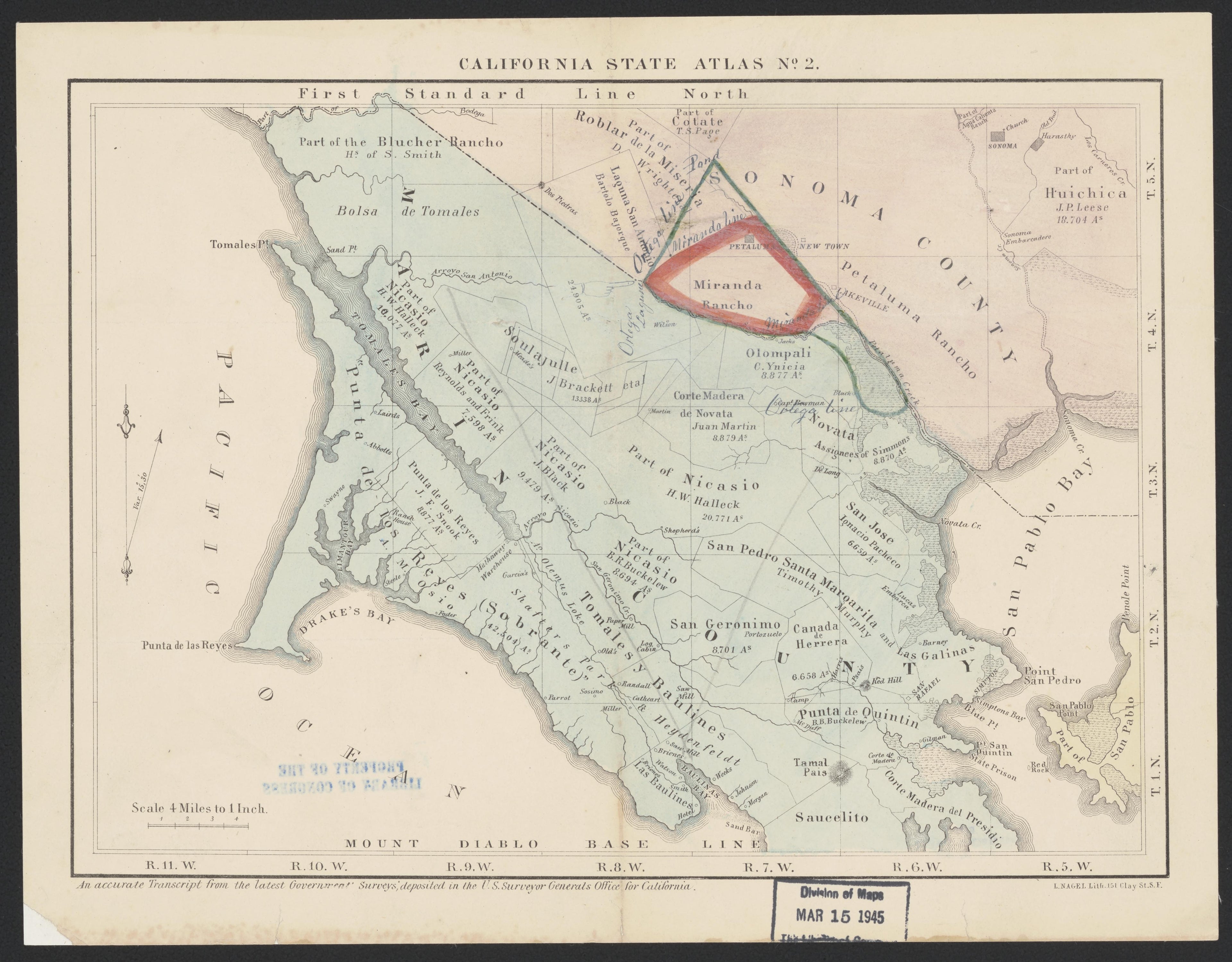 CA Drawer 161, Folder 01, Item 01 (Front) from Maps of California--counties Marin 1850-1939 by Relic Map Company
