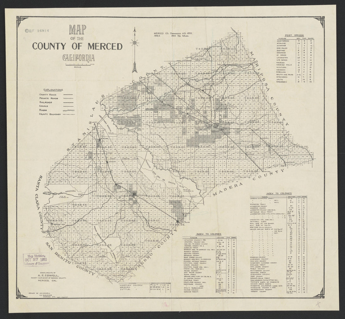 This old map of California, Merced County,  was created by  in 1855