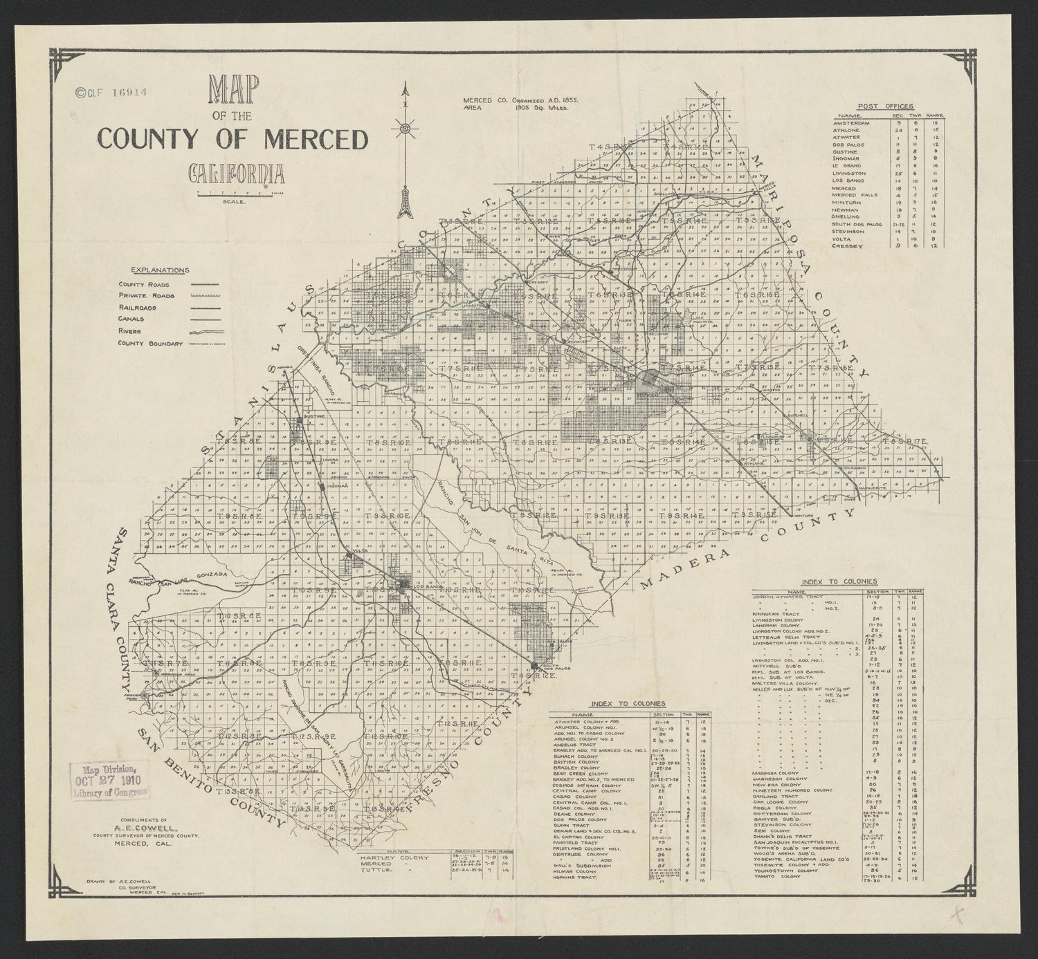 CA Drawer 165, Folder 02, Item 01 from Maps of California--counties Merced 1855 by Relic Map Company