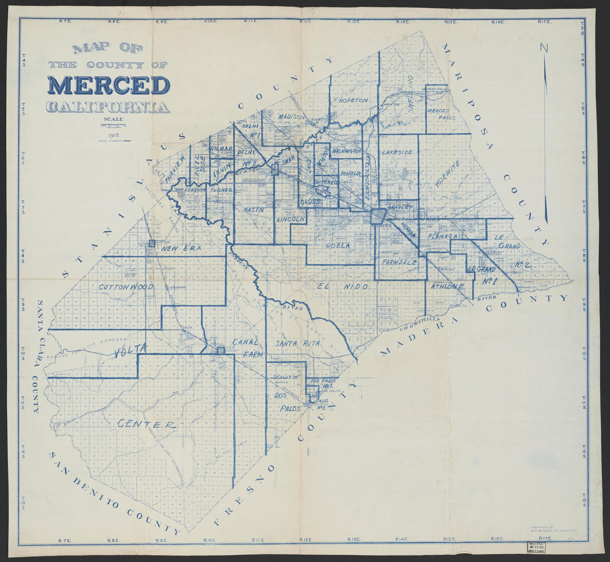 CA Drawer 165, Folder 07, Item 01 (Front) from Maps of California--counties Merced 1855 by Relic Map Company