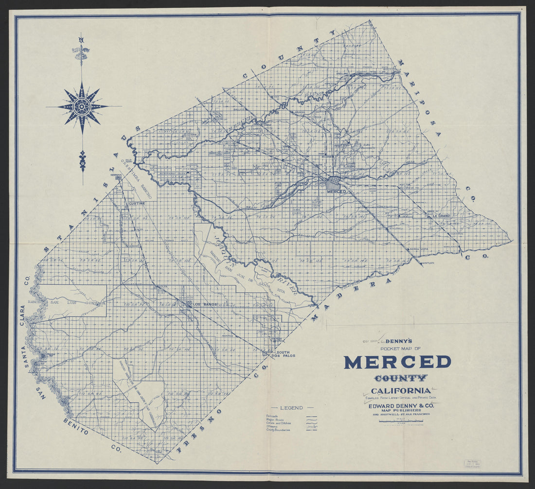This old map of California, Merced County,  was created by  in 1855