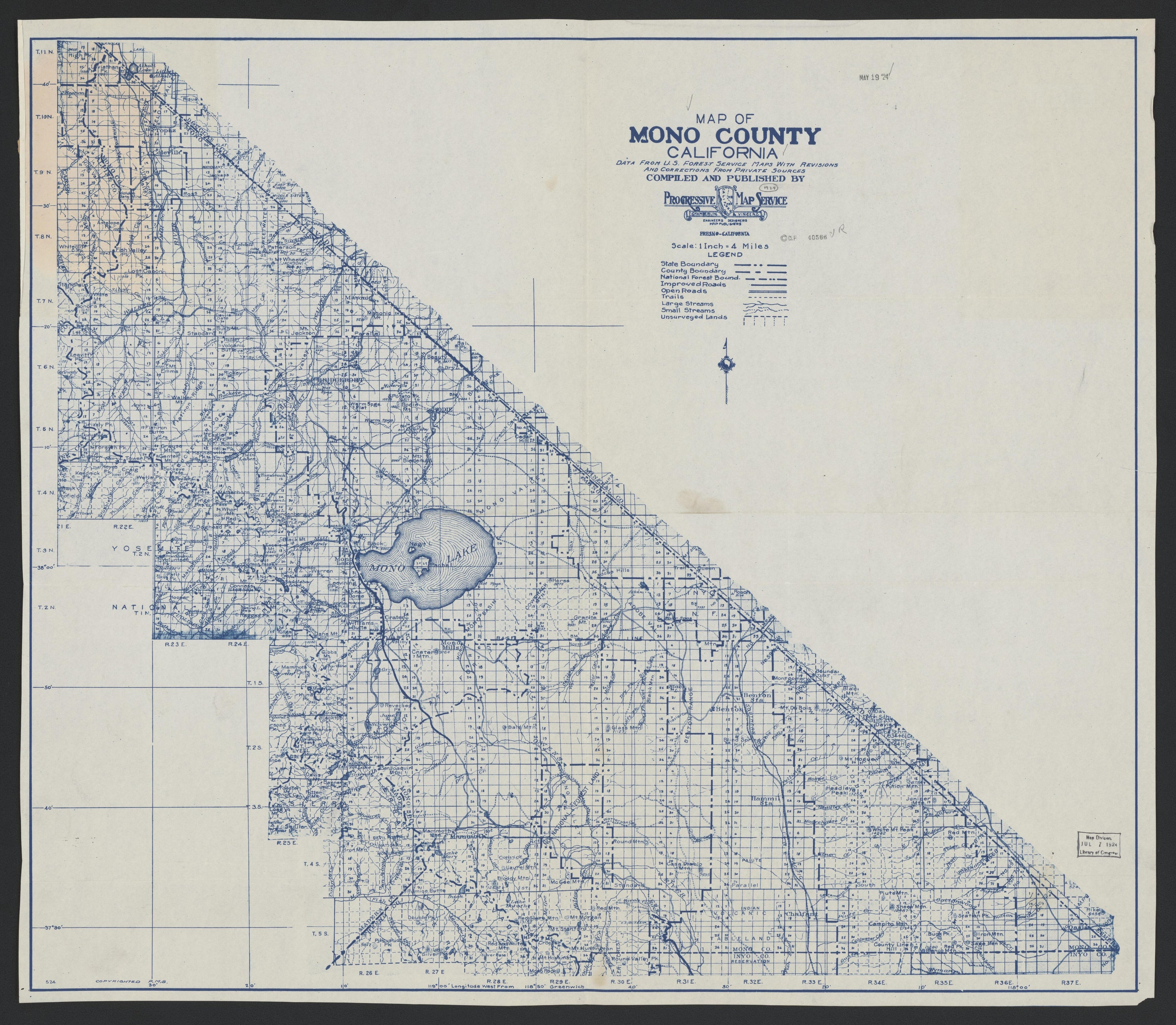 This old map of California, Mono County,  was created by  in 1861