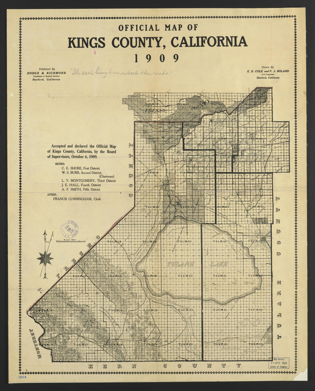 This old map of California, Kings County,  was created by  in 1893