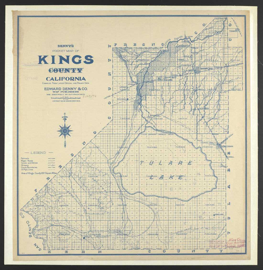 This old map of California, Kings County,  was created by  in 1893