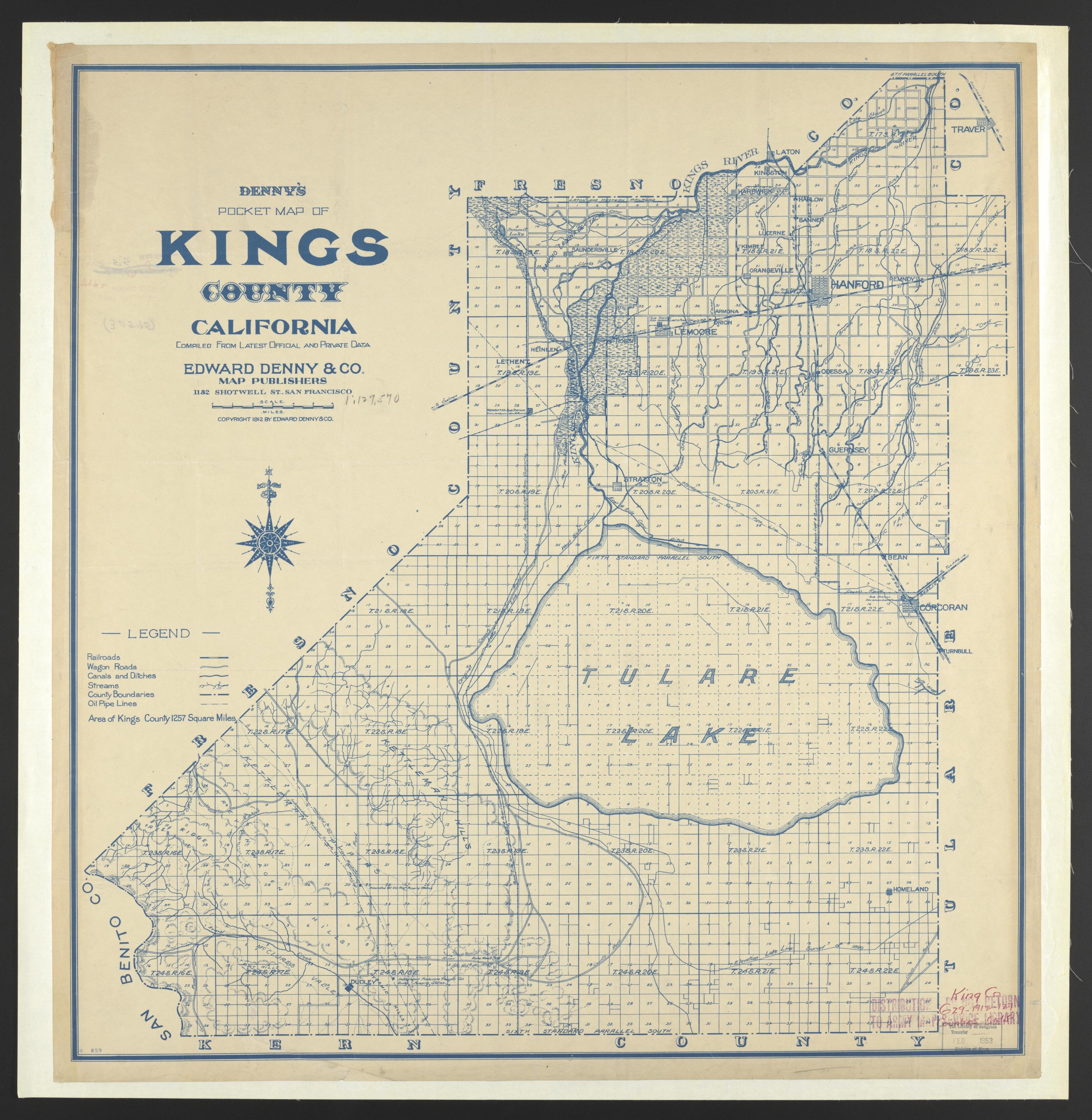 CA Drawer 148, Folder 04, Item 02 from Maps of California--counties Kings 1893 by Relic Map Company