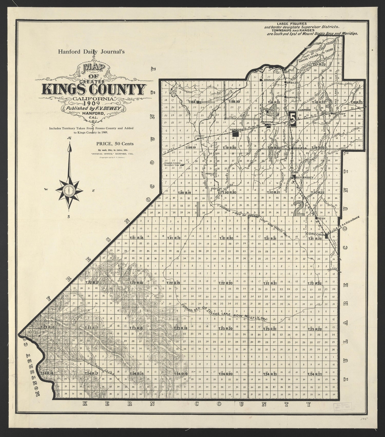 CA Drawer 148, Folder 02, Item 01 from Maps of California--counties Kings 1893 by Relic Map Company